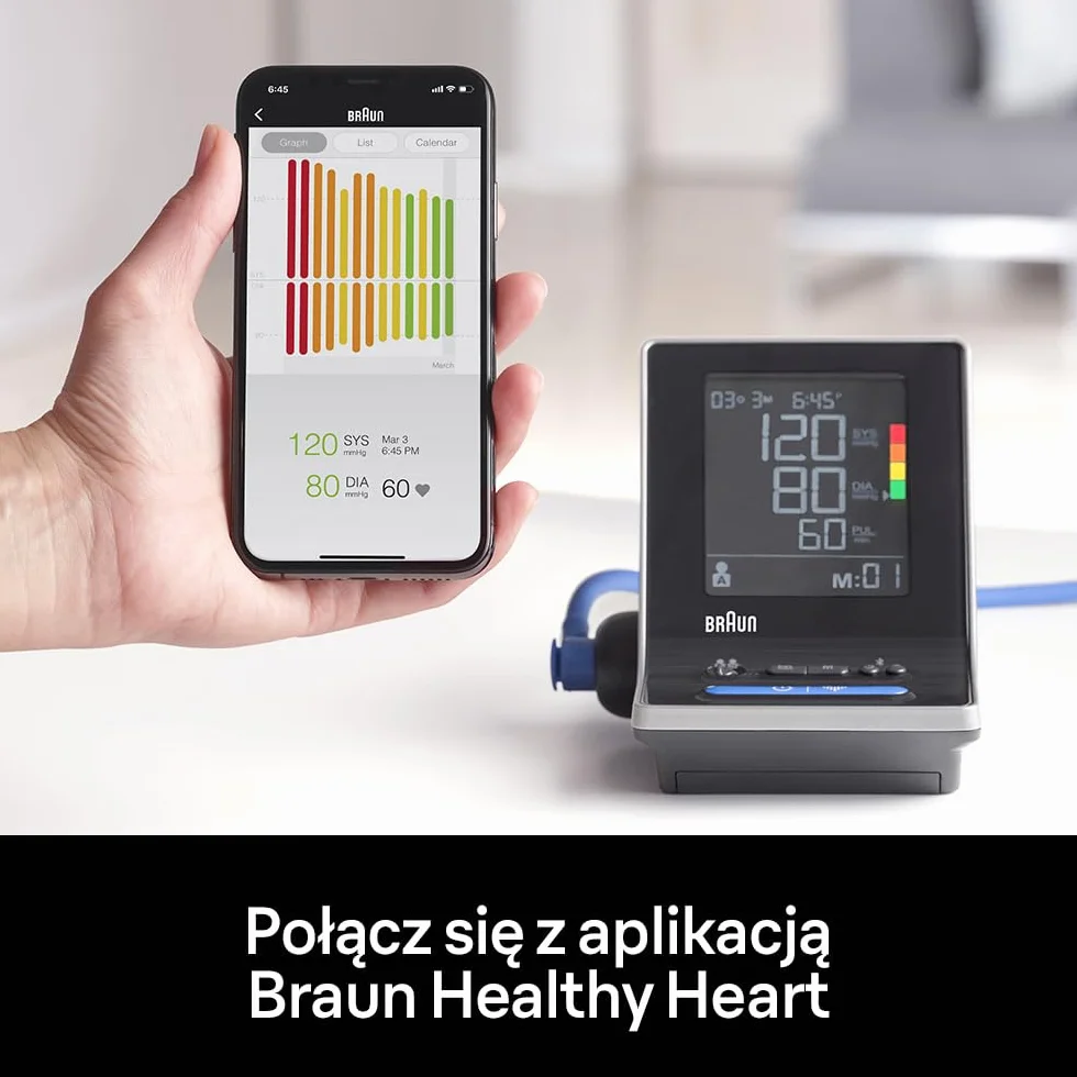 Braun ExactFit 5 Connect inteligentny monitor ciśnienia krwi (dokładne klinicznie, Bluetooth, nieregularne wykrywanie uderzeń serca, łatwy odczyt) BUA6350EU