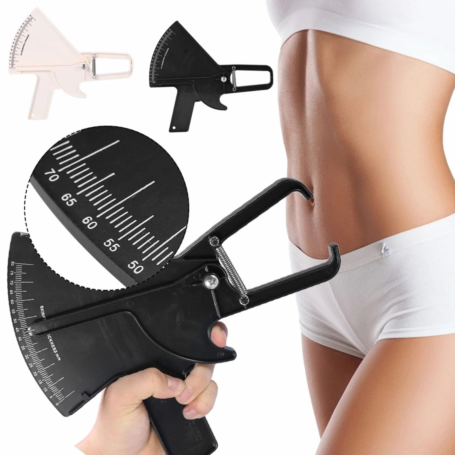 Suwmiarka do Ciała, Suwmiarka do Pomiaru Tkanki Tłuszczowej 0-80 MM, Tester do Pomiaru Utraty Wagi, Suwmiarka do Pomiaru Tkanki Tłuszczowej do Fitnessu 2 Kolory(czarny)