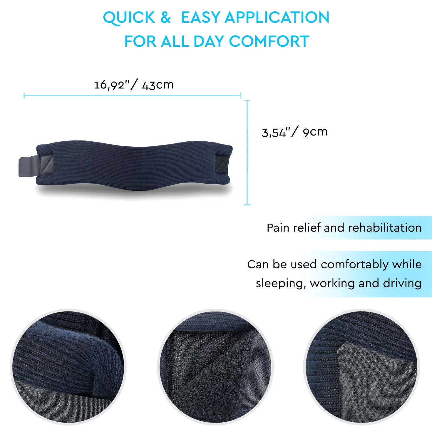 Soles Neck Brace Recovery kołnierz szyjki macicy | regulowany, pianka o wysokiej gęstości | miękka tkanina bawełniana | hipoalergiczny | Relieves Spine, Muscle, Joint Pressure - M/38-50 cm