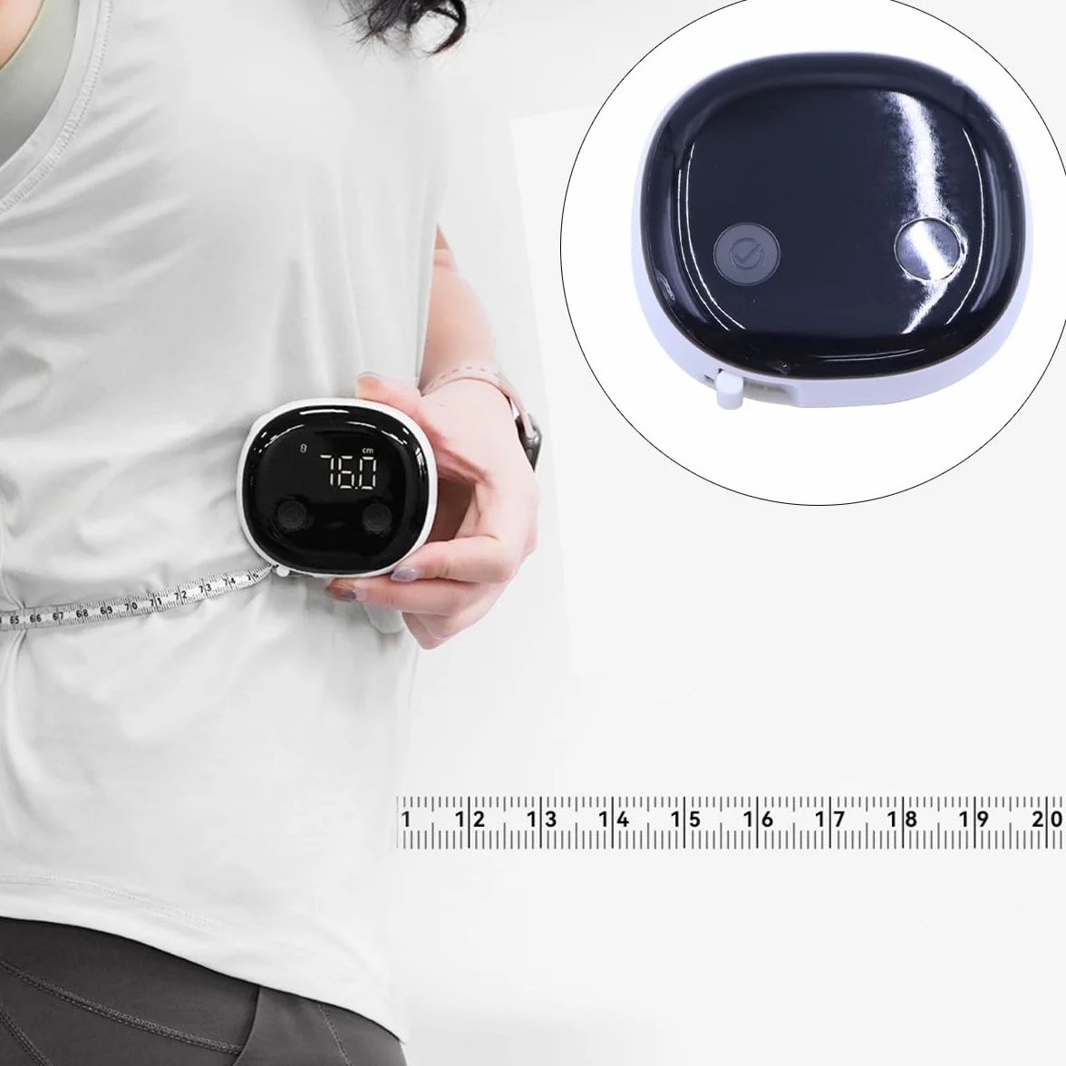 Taśma Fitdays Smart Body Tape (czarna) – Bluetooth do pomiaru BMI/tłuszczu, synchronizacja z aplikacją – do pomiaru talii/bioder (fitness)