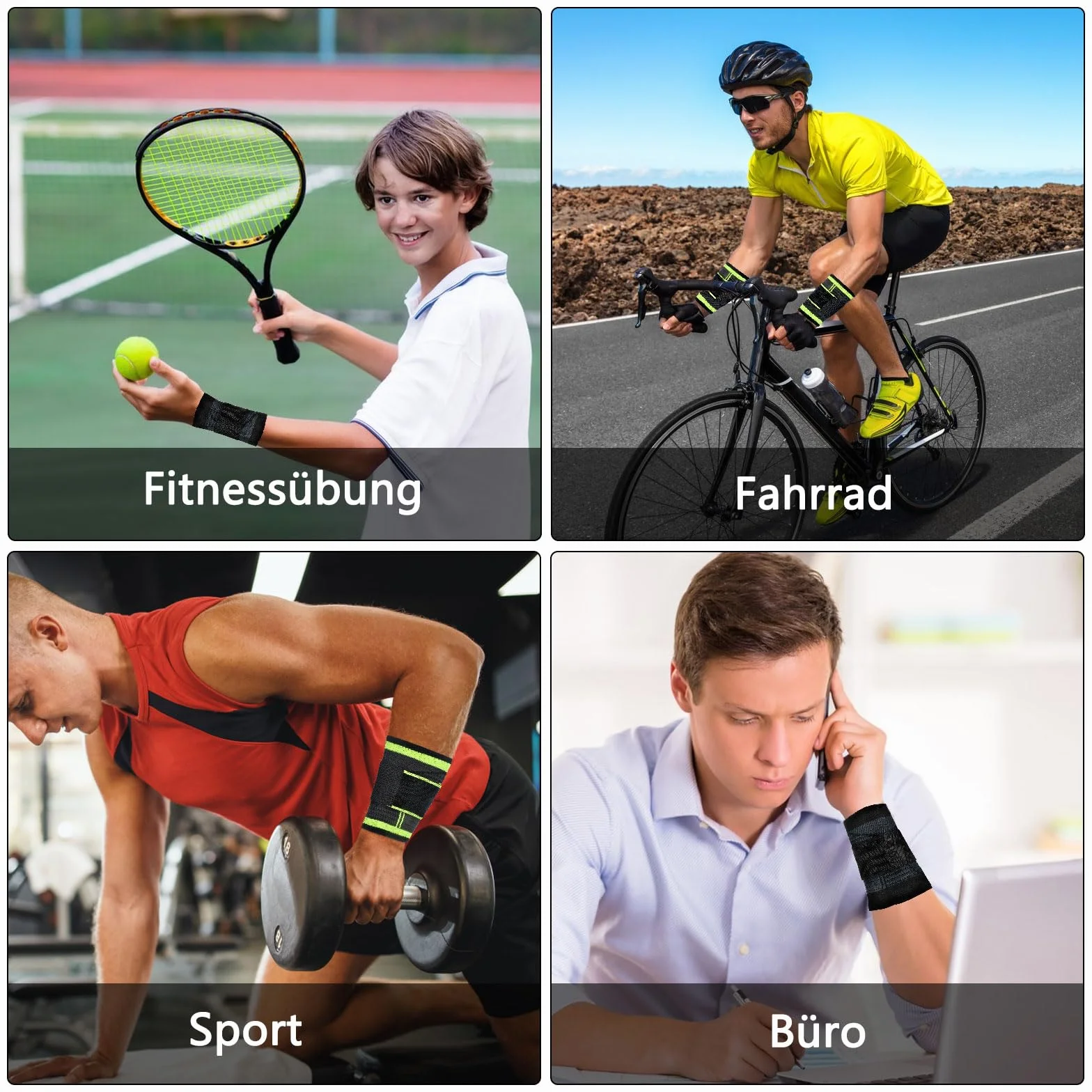 APOMOONS Bandaż na Nadgarstek, 4 Sztuki, Oddychający Bandaż na Nadgarstek do Zapalenia Ścięgien, Łagodzi Ból, do Uprawiania Sportu, Zespół Cieśni Nadgarstka, Zapalenie Stawów