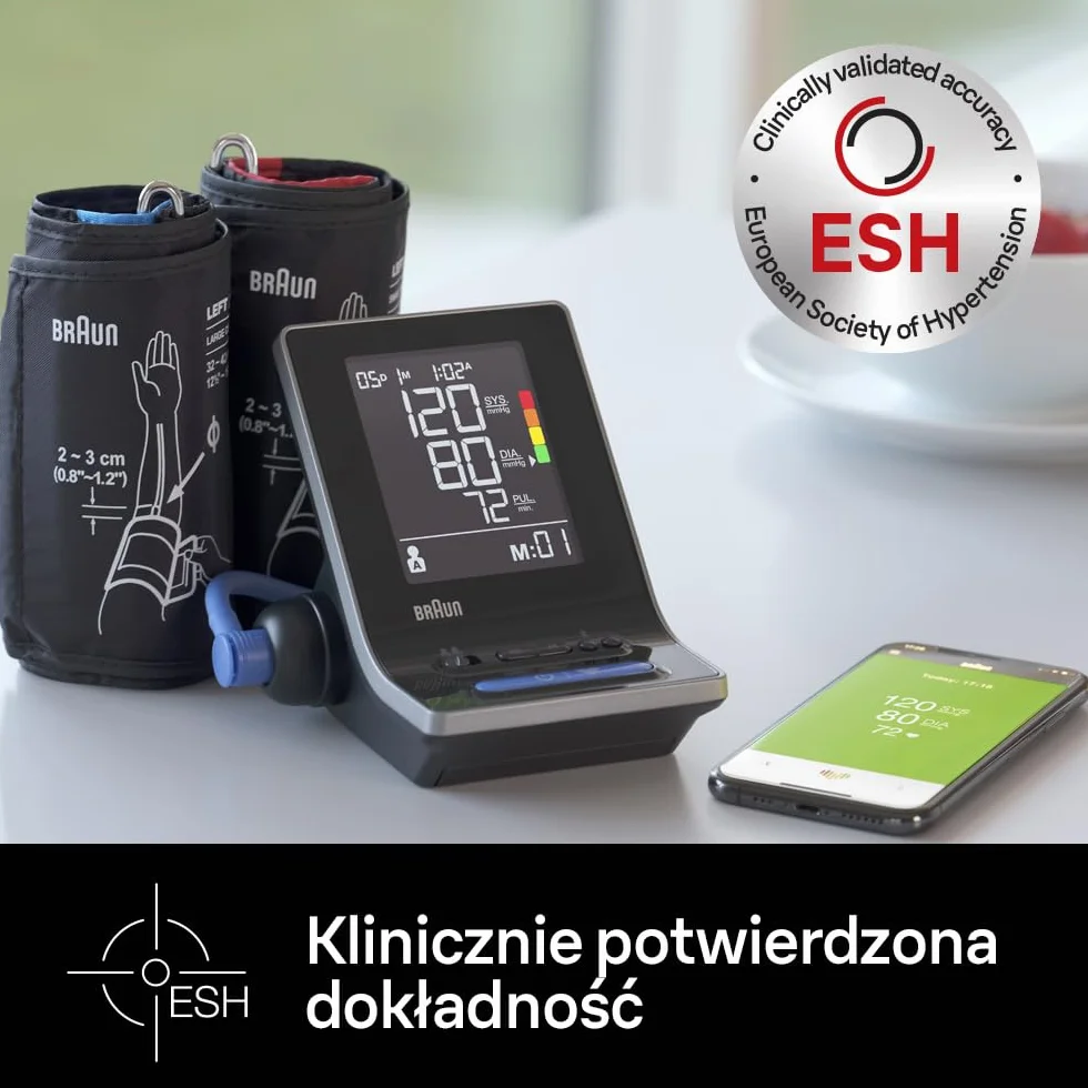Braun ExactFit 5 Connect inteligentny monitor ciśnienia krwi (dokładne klinicznie, Bluetooth, nieregularne wykrywanie uderzeń serca, łatwy odczyt) BUA6350EU