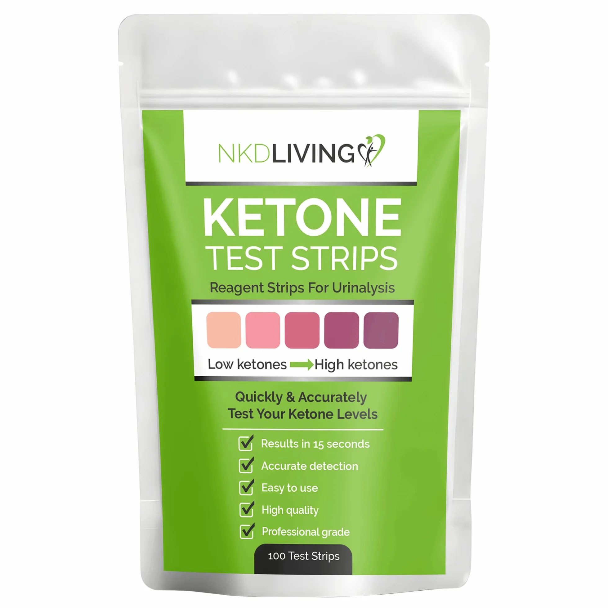 NKD Living Paski testowe ketonowe (100 pasków) – dokładne wykrywanie ketonów w moczu