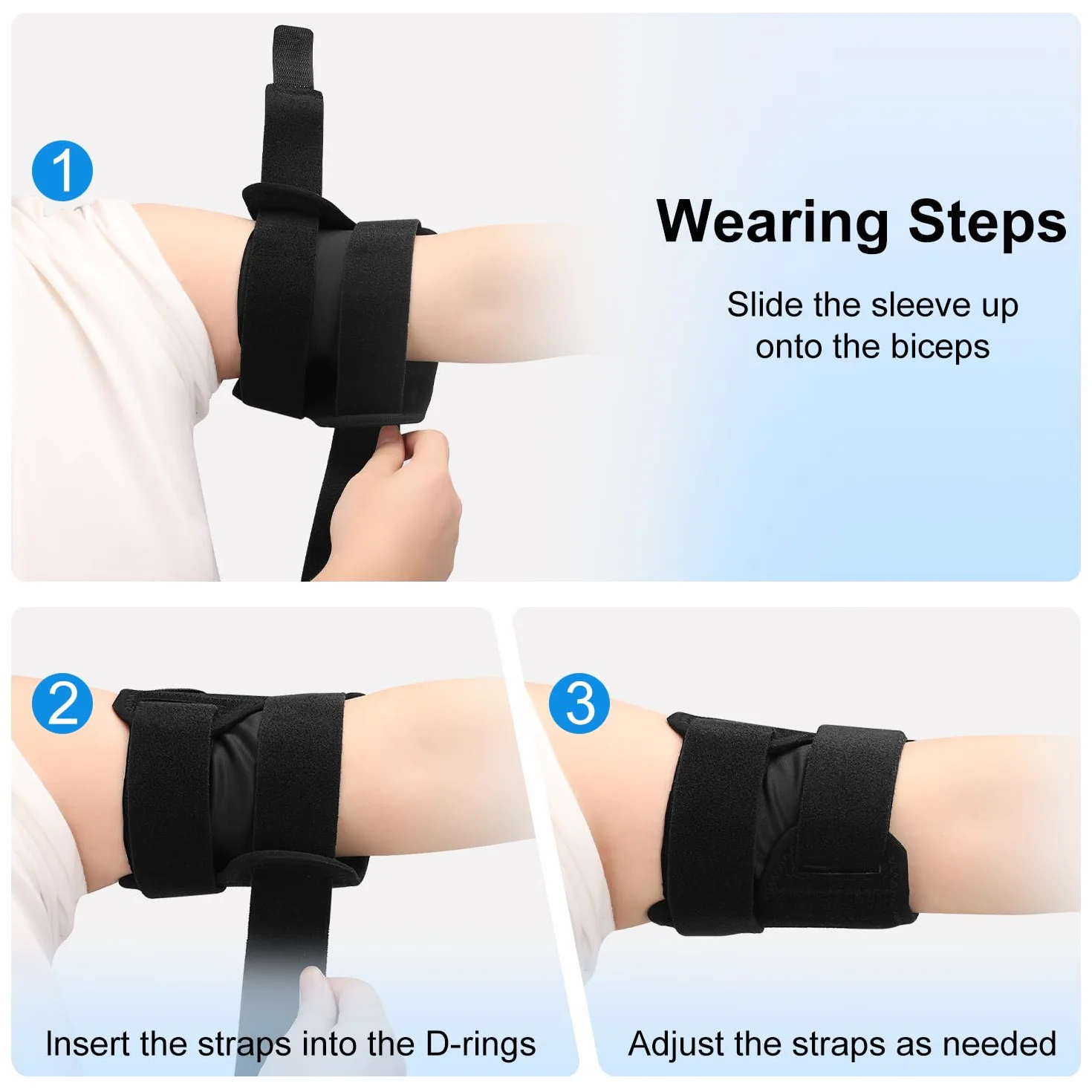 supregear Opaska na Tendinitis Bicepsa, Rękaw Kompresyjny na Wsparcie, Wygodna Opaska na Górną Część Ramienia do Tricepsa i Bicepsa w Celu Łagodzenia Bólu, Naciągnięć Mięśni i Zapalenia (Czarny, M)
