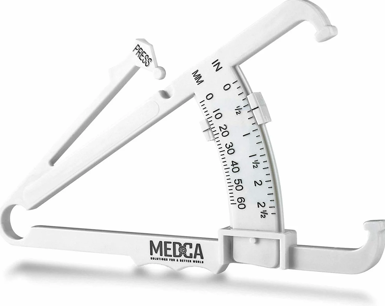 Body Tape Measure and Skinfold Caliper for Body Set - (Pack of 2) - Skin Fold Body Fat Analyzer and BMI Measurement Tool, White by MEDca