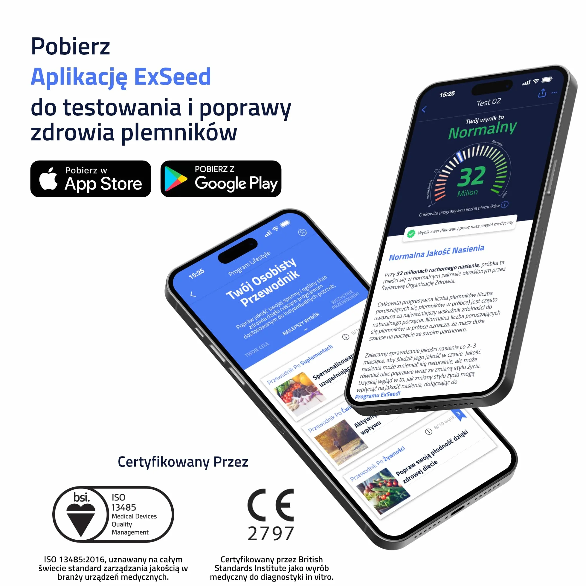 Health - Zestaw do uzupełniania testów nasienia - 2 zestawy testowe - kompatybilny ze wszystkimi testami domowymi ExSeed - z kubkami do pobierania, szkiełkami do próbek i chusteczkami