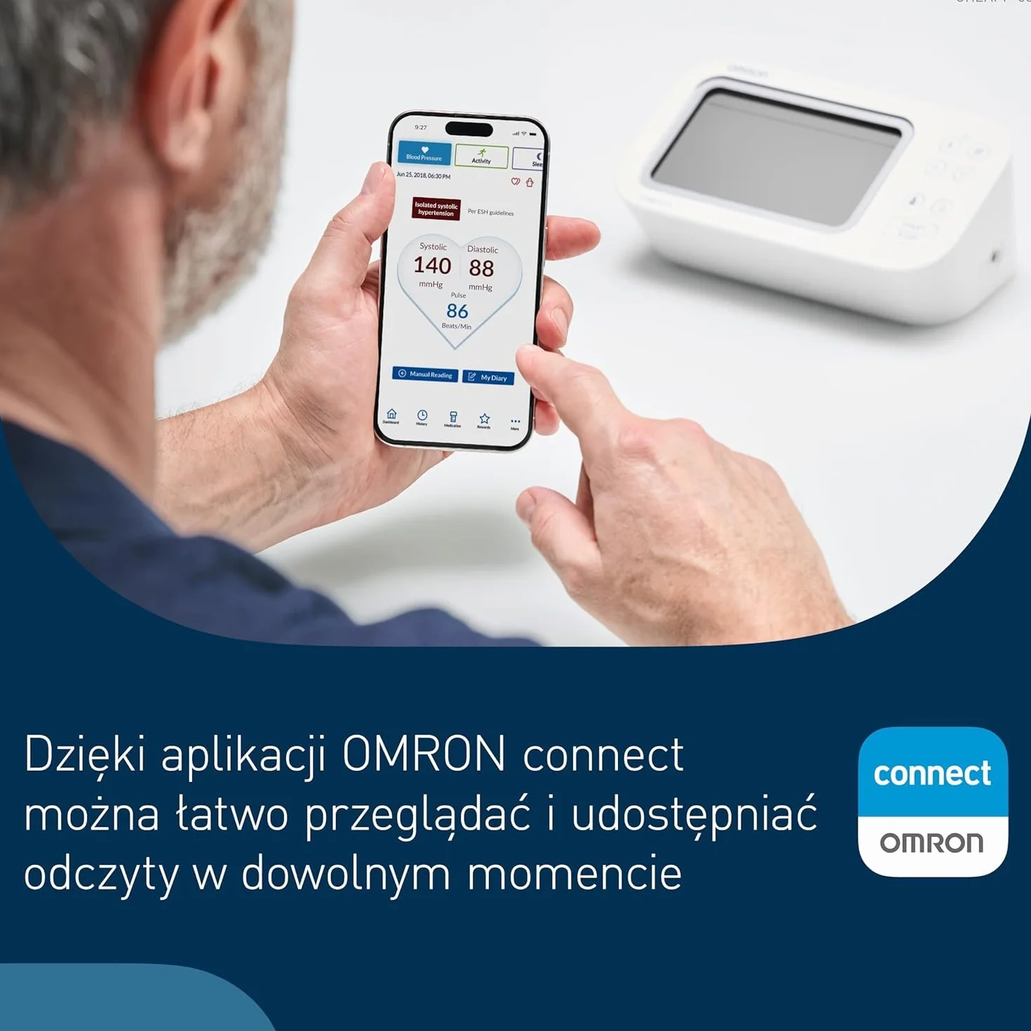 Ciśnieniomierz OMRON X7 Smart AFib | Wykrywanie migotania przedsionków przy każdej kontroli ciśnienia krwi w domu | Potwierdzone klinicznie, w tym ciąża i cukrzyca | Mankiet Intelli Wrap 22-42 cm
