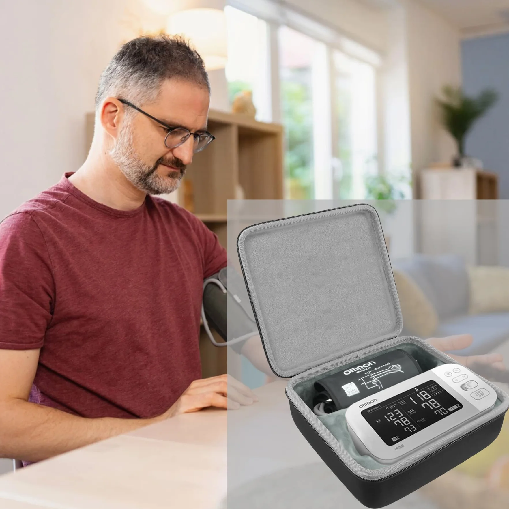 co2CREA Twarda torba do przechowywania etui podróżne do Omron X7 Smart/OMRON serii 10 BP7450 BP5350 BP5450 /M7 Intelli IT/M6 Comfort Home ciśnieniomierz ciśnienie krwi maszyna, Czarny, for Omron X7,