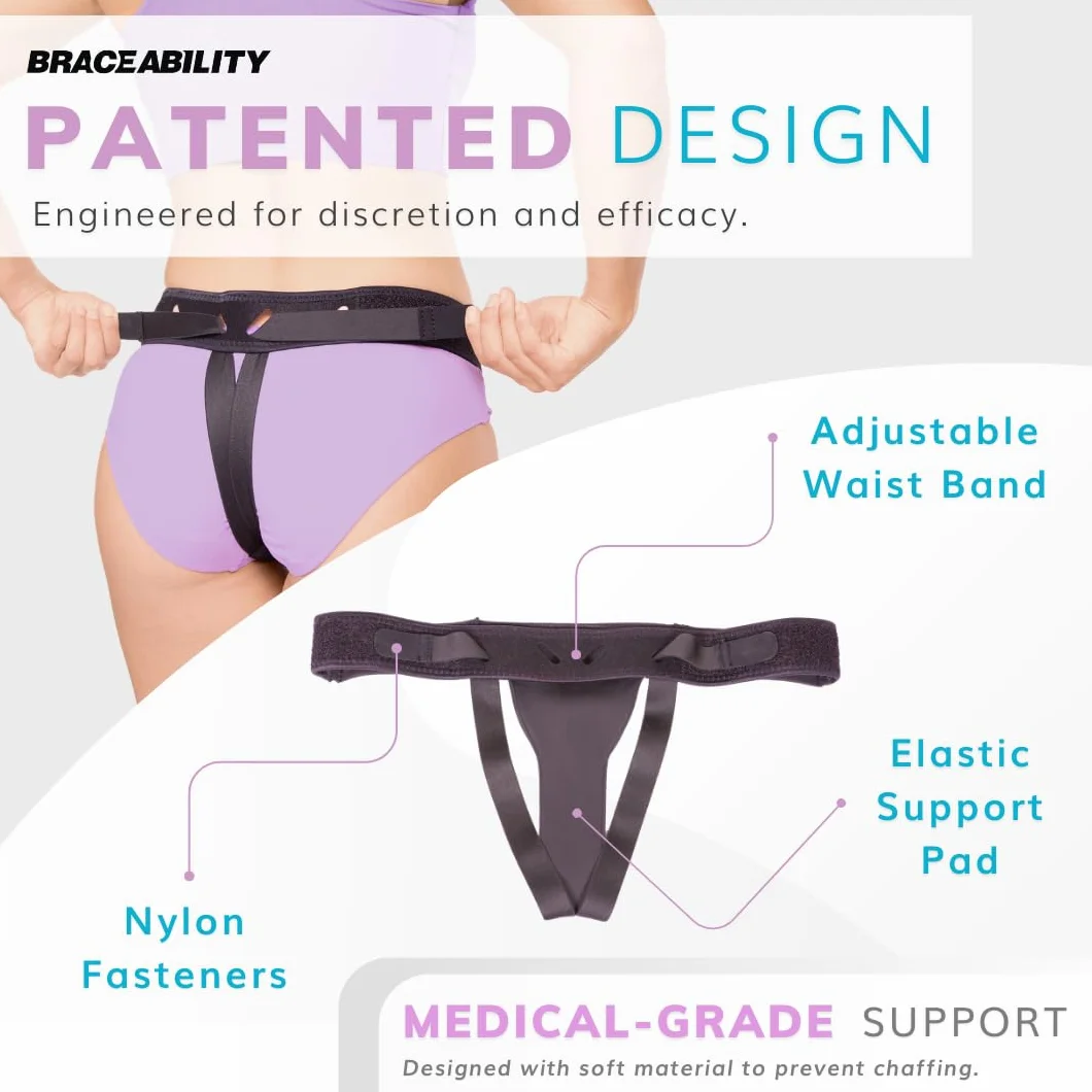 BraceAbility Pelvic Pro - Cinturón de apoyo patentado, original prolapso para el útero para mujeres que tratan la vejiga caída, prolapso uterino, varicoidades vulvares, posparto, disfunción de la