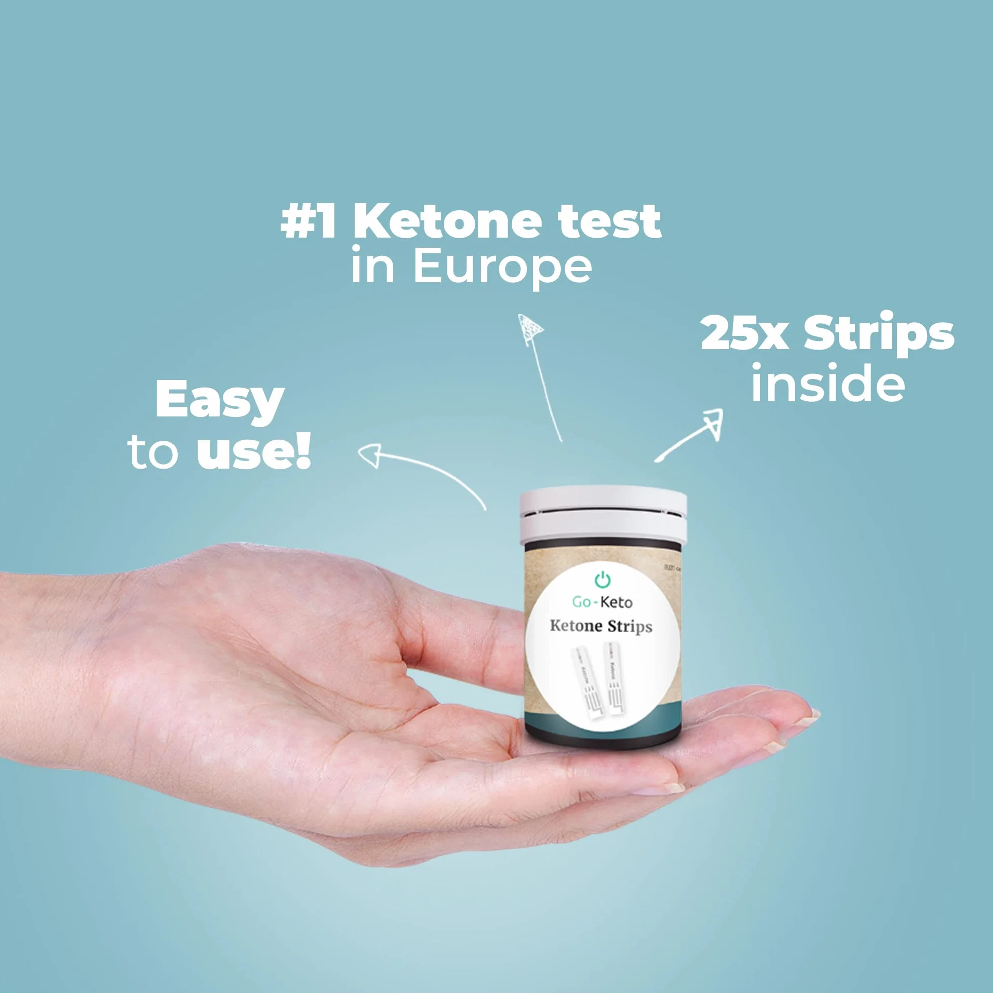 Go-Keto Zestawy testowe do pomiaru ketonów 25 sztuk do miernika Go-Keto & GK Dual, dieta keto