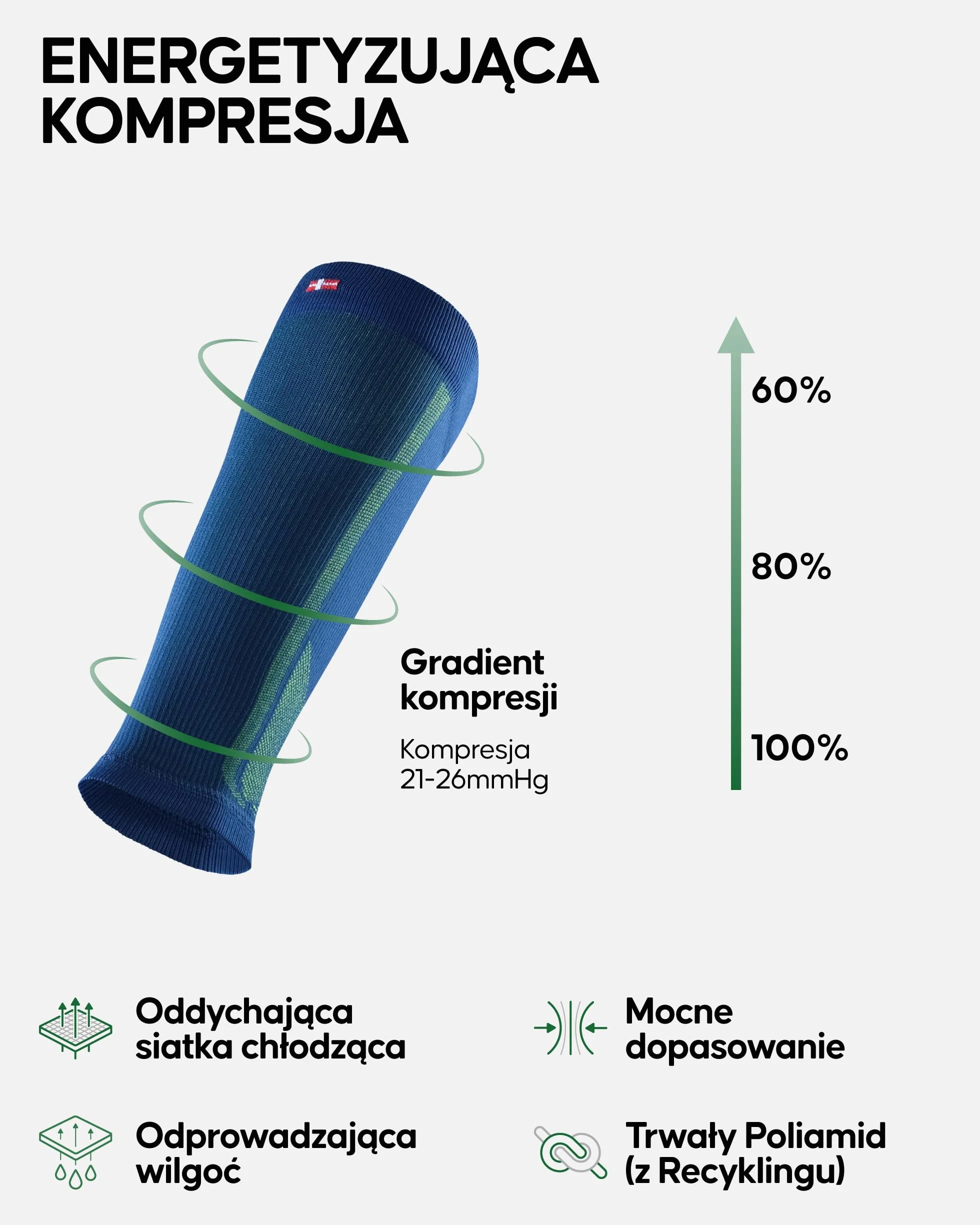 DANISH ENDURANCE Rękawy kompresyjne łydki 21-26 mmhg, wydajność i regeneracja sportu, mężczyzna kobieta wielokolorowy (1 x czarny, 1 x czarny/szary, 1 x niebieski/żółty) M