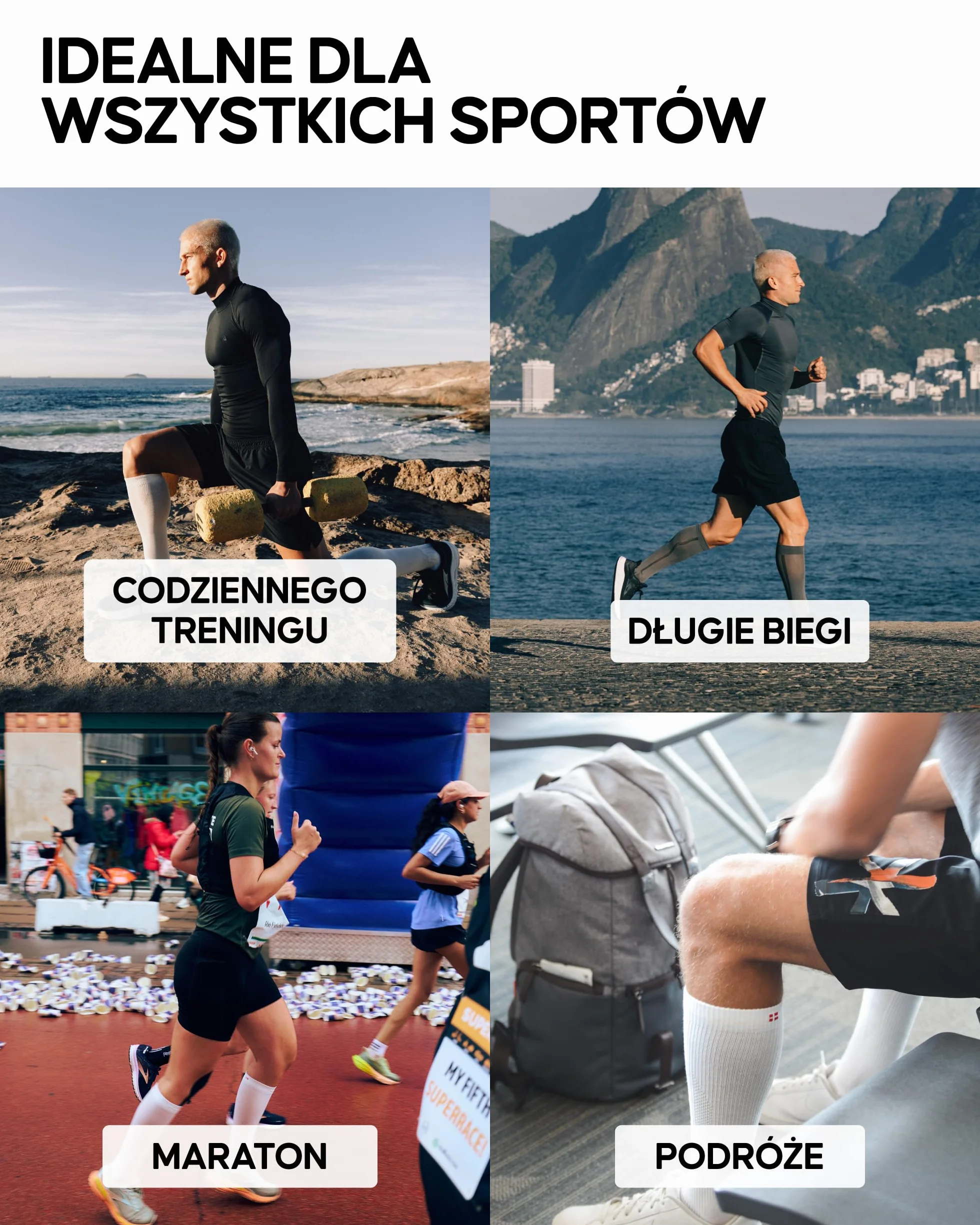 DANISH ENDURANCE Opaski Kompresyjne na Łydki 21-26 mmHg, do Biegania i Regeneracji, Stopniowana Kompresja, dla Kobiet i Mężczyzn, 3-Pak, Czarny, 3-pack, L
