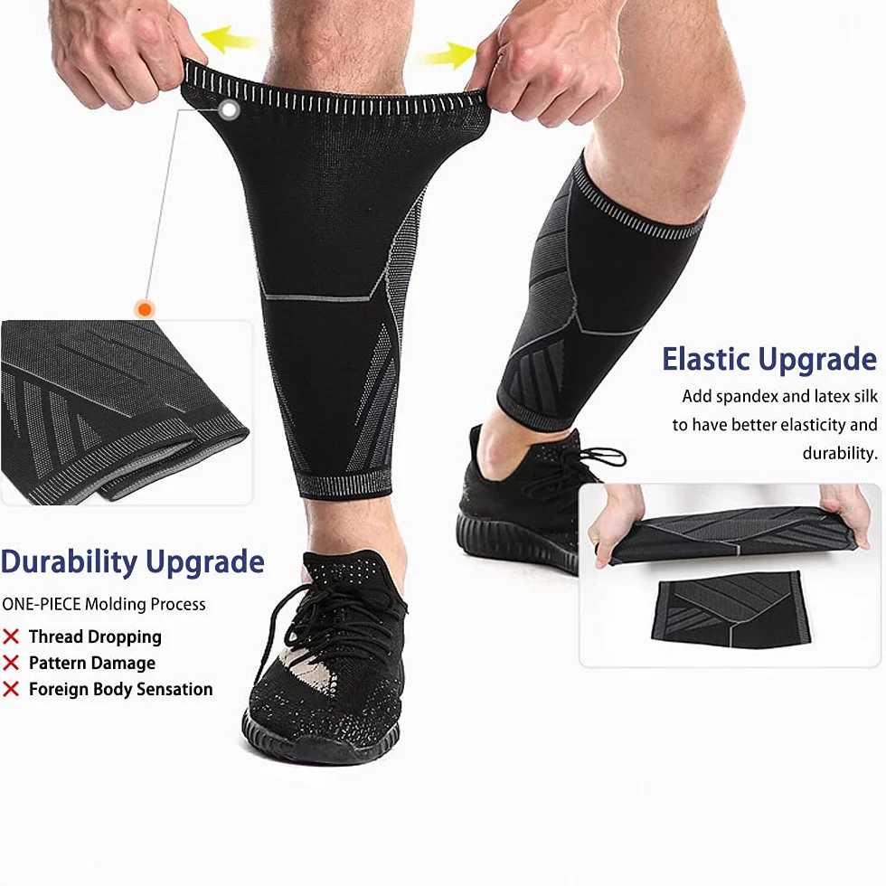 ACTFIT Bandaż na łydka, wsparcie kompresyjne, regulowane skarpety bez stóp do sportu, biegania, jazdy na rowerze, crossfitu, siłowni, tenisa (XL, jedna para)