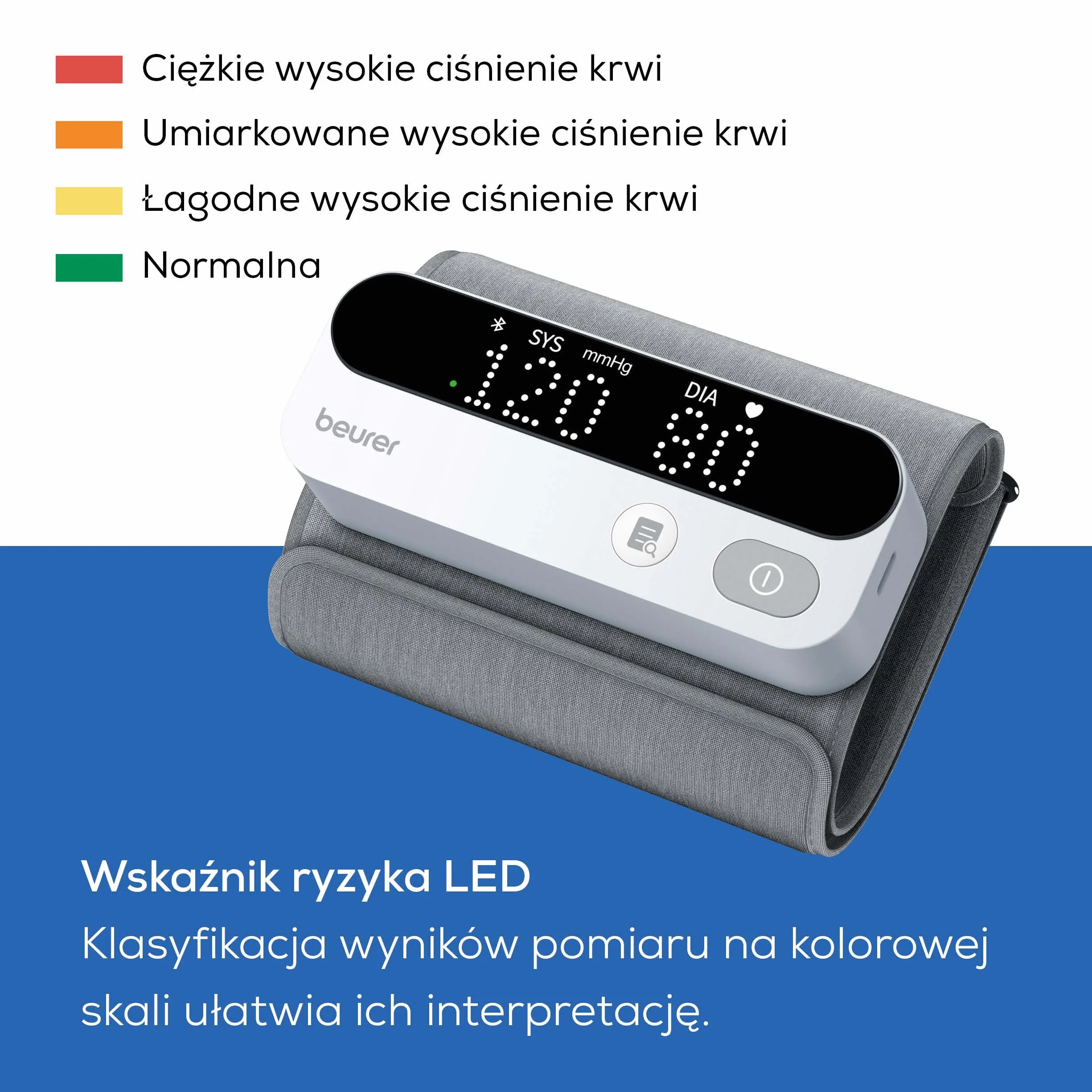 Beurer BM 59 ciśnieniomierz naramienny, mankiet bez przewodów i kabli, wskaźnik LED ryzyka, wykrywanie arytmii, mankiet na 22-42 cm, z aplikacją, przesyłanie danych do Apple Health i innych