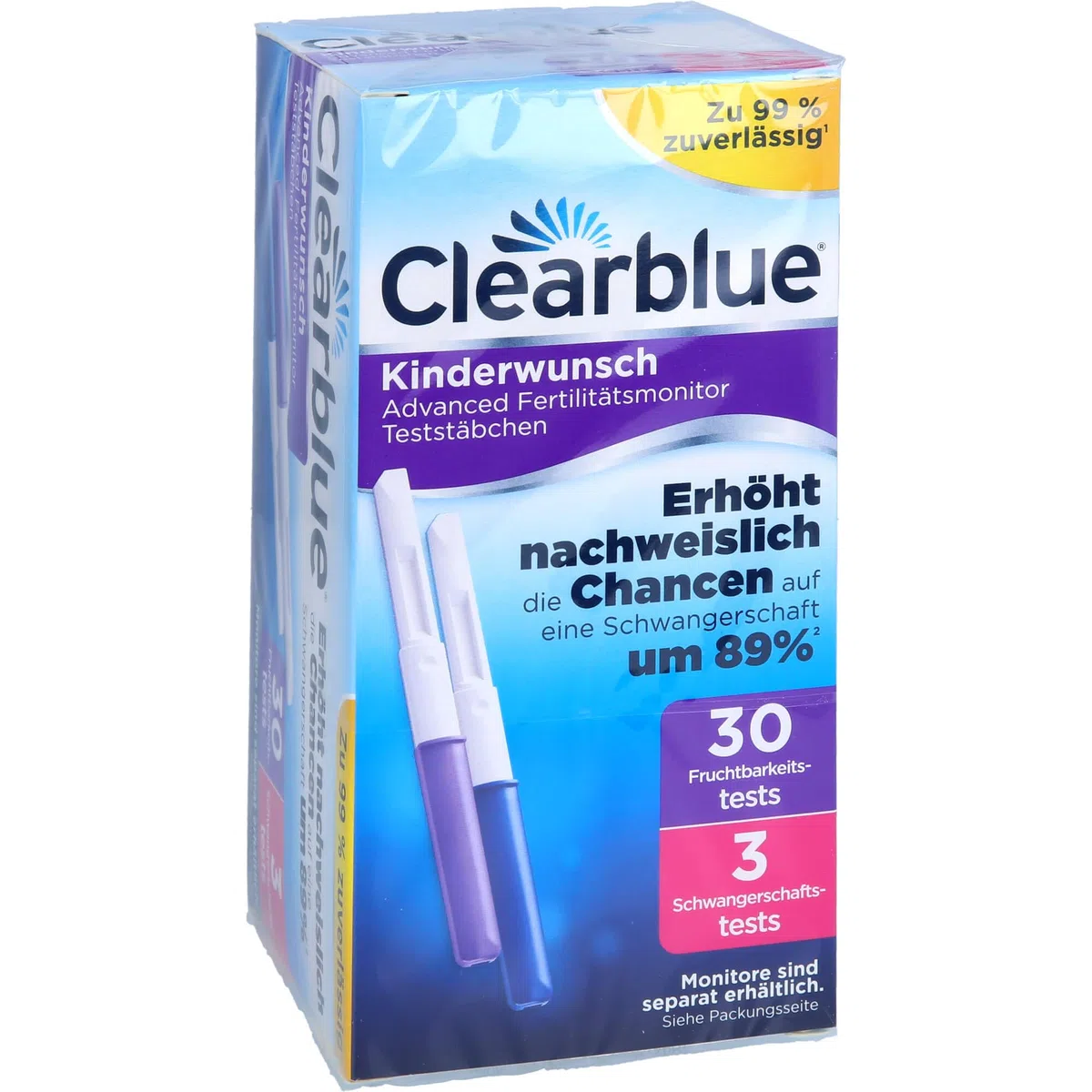 Clearblue Kinderwunsch monitor płodności/komputer cyklu opakowanie uzupełniające, 33 testy (30 x test owulacji/test płodności dla kobiet do określenia owulacji i 3 x test ciążowy)
