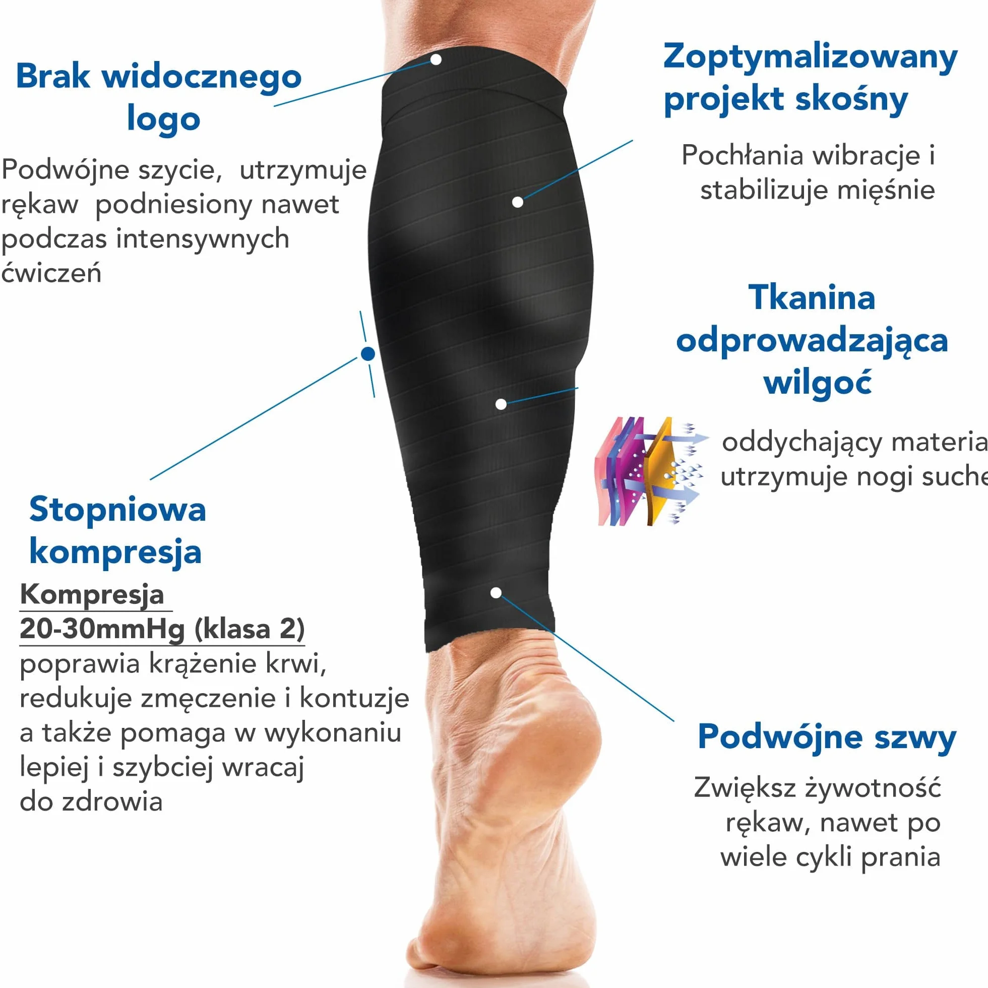 aZengear Rękawy uciskowe na łydki dla mężczyzn i kobiet - szyna piszczeli i opaska na łydkę - uciskowe ochraniacze na łydki - rękawy na nogi do rozdartych skurczy mięśni (Czarny, L/XL)