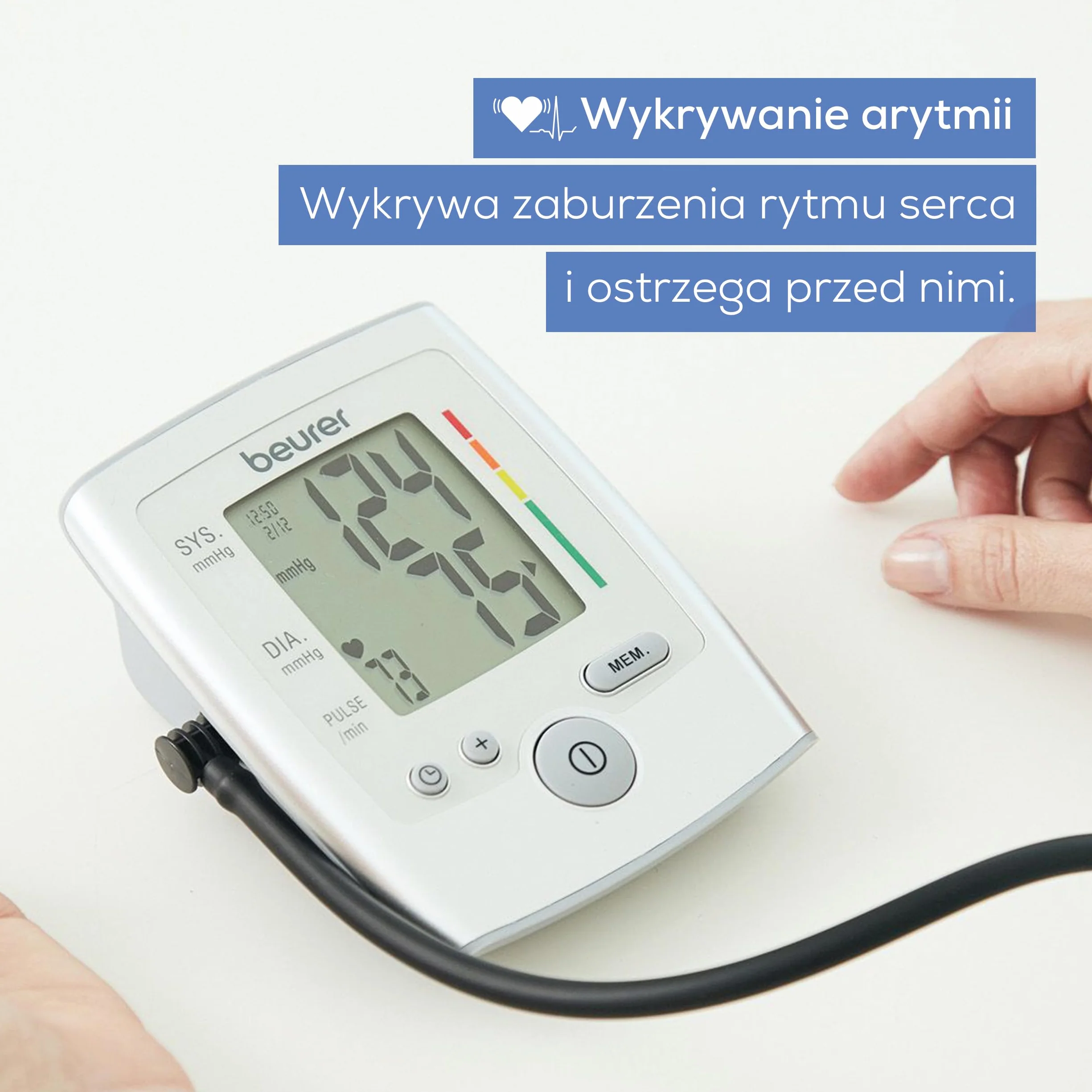 Beurer BM 35 Ciśnieniomierz naramienny, w pełni automatyczny pomiar ciśnienia krwi i pulsu, wskaźnik ryzyka i wykrywanie arytmii, urządzenie medyczne