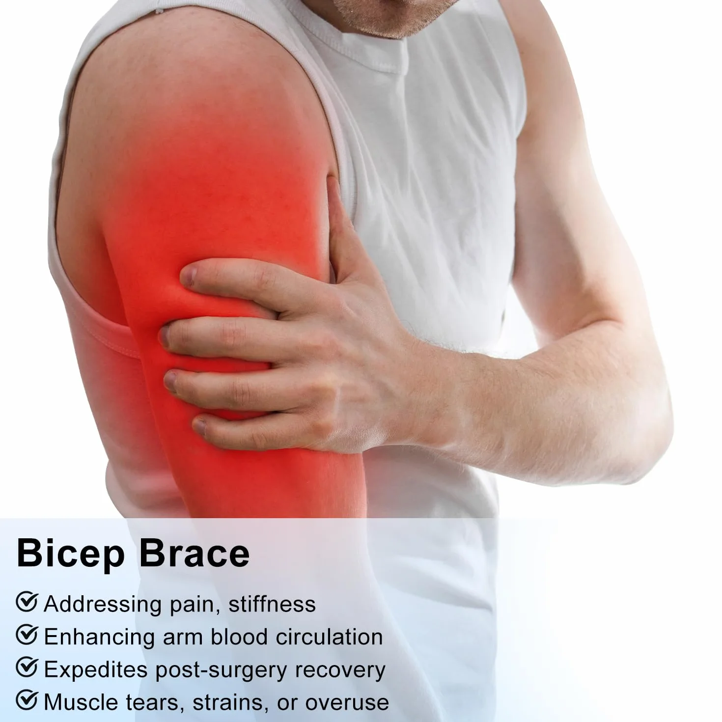 supregear Opaska na Tendinitis Bicepsa, Rękaw Kompresyjny na Wsparcie, Wygodna Opaska na Górną Część Ramienia do Tricepsa i Bicepsa w Celu Łagodzenia Bólu, Naciągnięć Mięśni i Zapalenia (Czarny, M)