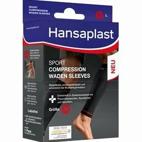 Hansaplast Sport Compression Wear Sleeves, bandaż na łydki do wspierania mięśni, pończochy uciskowe wspomagające regenerację mięśni, 1 para, rozmiar S/M