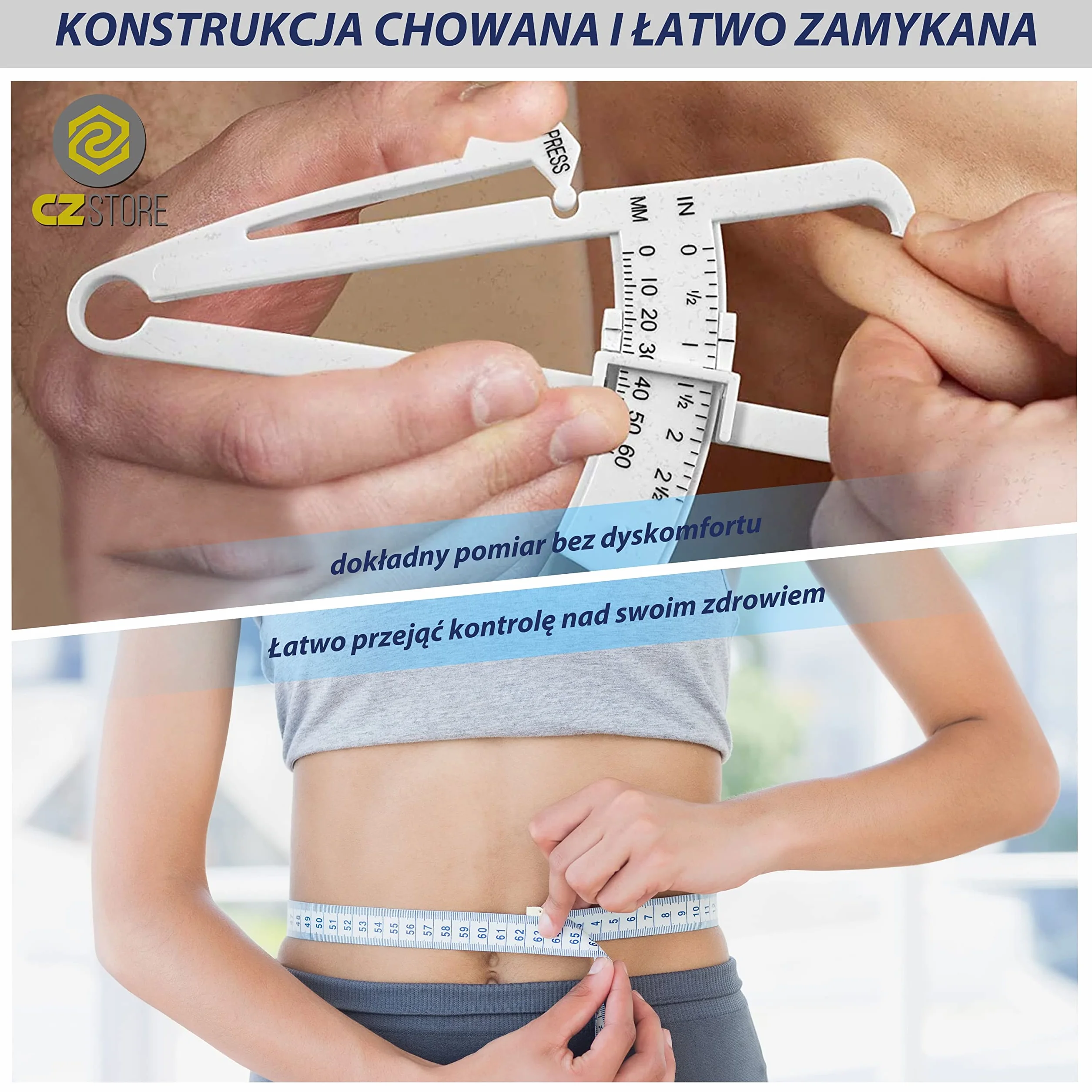 Zestaw do Pomiaru Tkanki Tłuszczowej ✮DOŻYWOTNIA GWARANCJA✮ - Fałdomierz - Kaliper - Przyrząd do Pomiaru - Kontrola Wagi Ciała - Szybki i Dokładny Pomiar Poziomu Tłuszczu w Organizmie