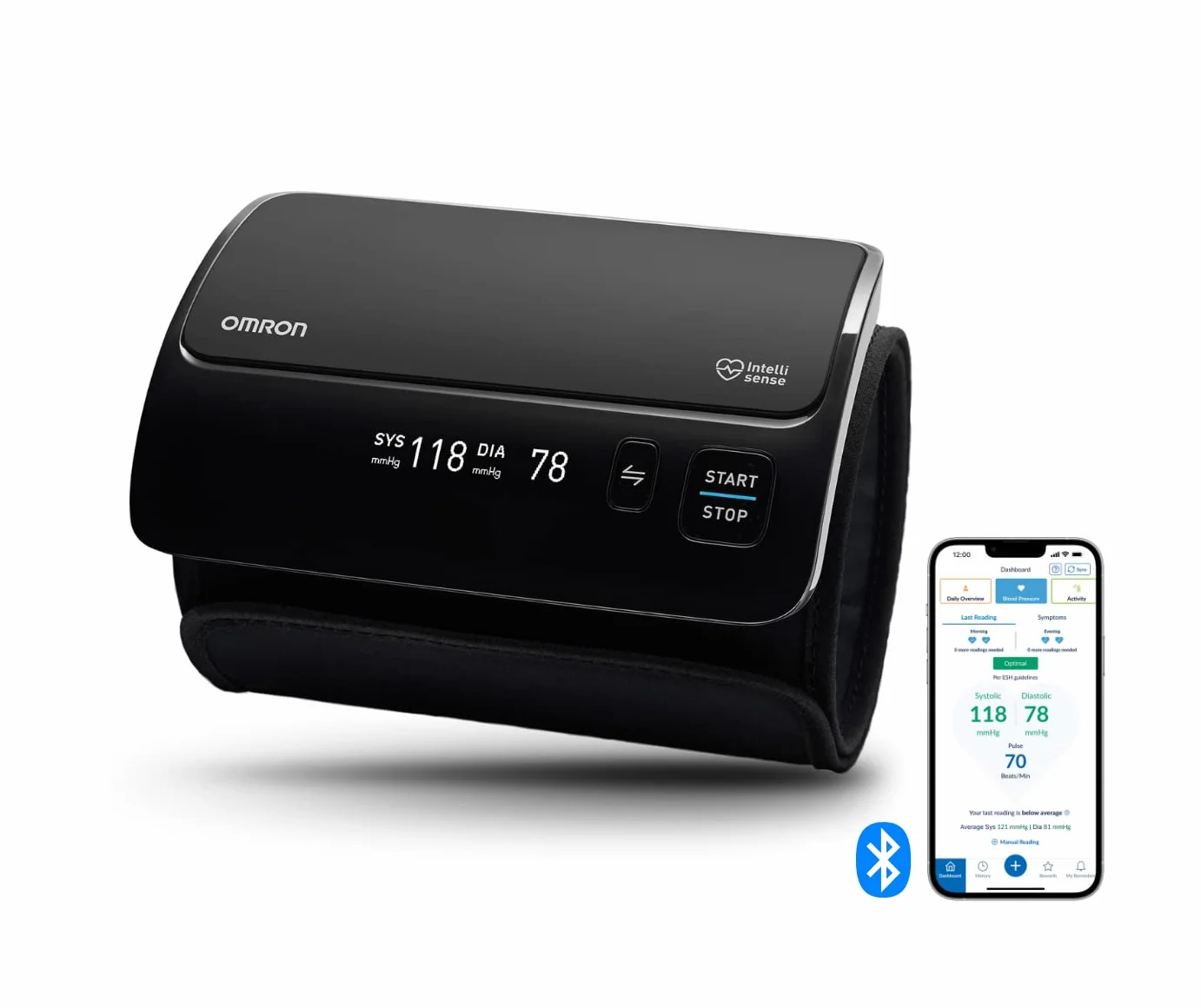 OMRON EVOLV Smart - Bezprzewodowy ciśnieniomierz naramienny z funkcją Bluetooth i bezpłatną aplikacją dla systemów iOS i Android - teraz 6 miesięcy OMRON Connect Premium za darmo