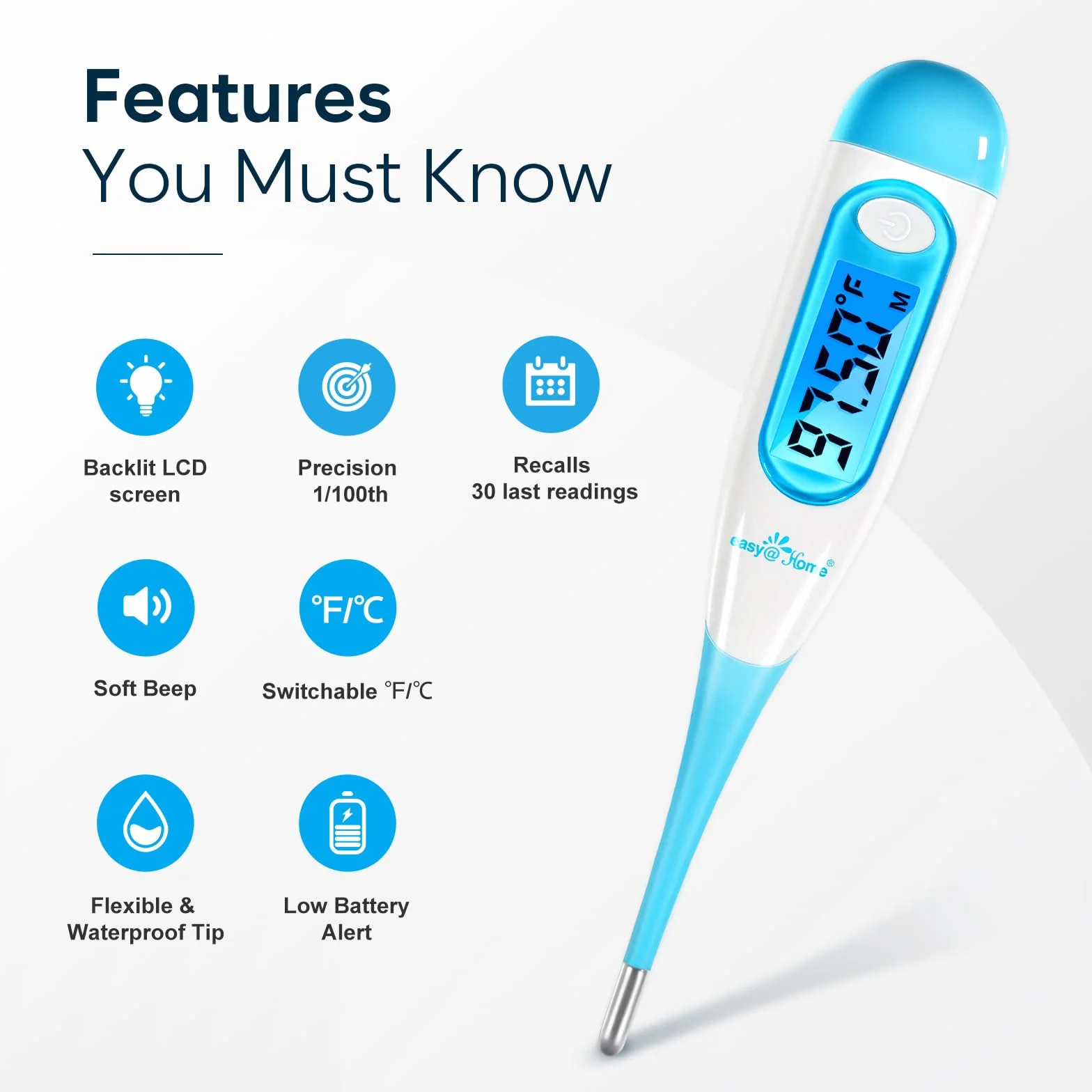 Cyfrowy termometr bazowy Easy@Home test owulacji płodności i ciąży o wysokiej dokładności z zakresem 1/100° do monitorowania owulacji z bezpłatną aplikacją Premom