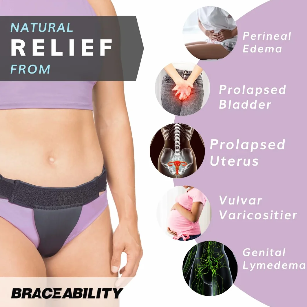 BraceAbility Pelvic Pro - Cinturón de apoyo patentado, original prolapso para el útero para mujeres que tratan la vejiga caída, prolapso uterino, varicoidades vulvares, posparto, disfunción de la