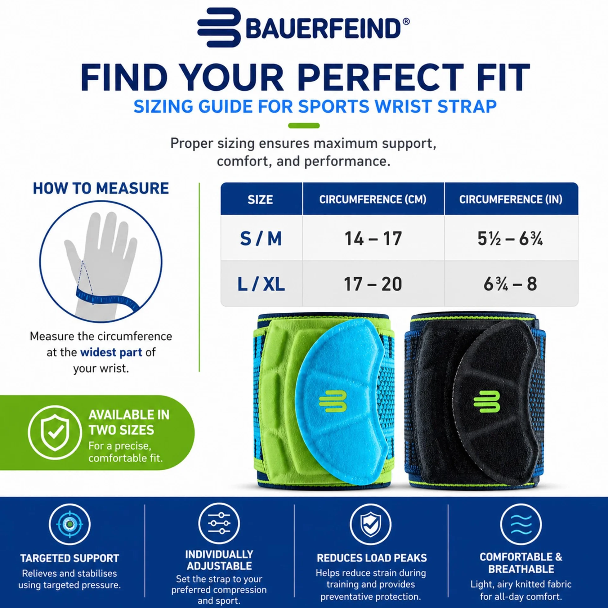 Bauerfeind Opaska na nadgarstek „Wrist Strap“, 1 Opaska Fitness, Unisex