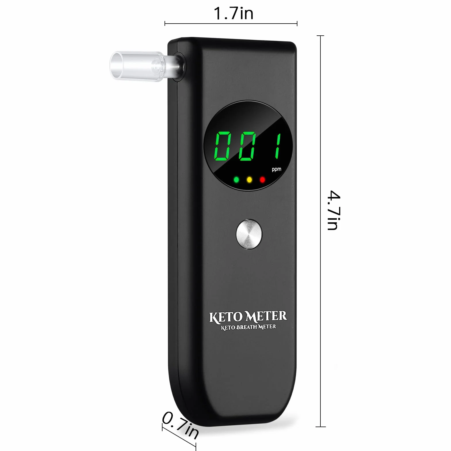 Tester oddechu ketonowego, nowo zmodernizowany miernik ketonów oddechowych, profesjonalny, precyzyjny tester oddechu ketozy z 10 wielokrotnego użytku ustnikami do testowania ketozy (czarny)