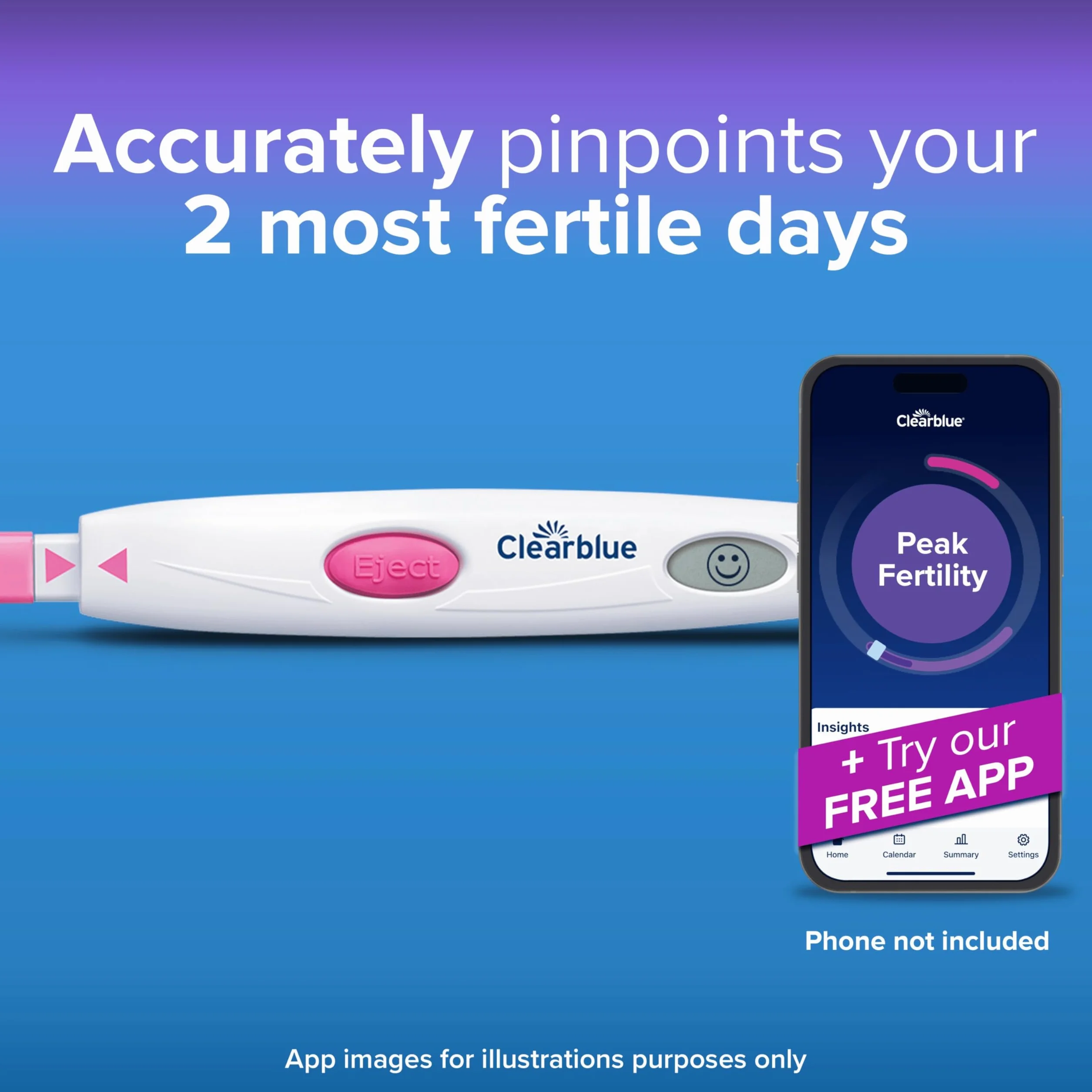 Clearblue Cyfrowy zestaw do testowania owulacji (OPK), znajdź swoje 2 dni szczytowe, 1 uchwyt cyfrowy i 30 testów, wypróbuj BEZPŁATNĄ aplikację Clearblue Period & Cycle Tracker