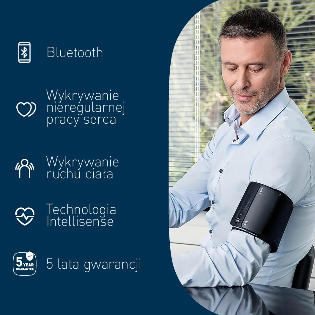 OMRON EVOLV Smart - Bezprzewodowy ciśnieniomierz naramienny z funkcją Bluetooth i bezpłatną aplikacją dla systemów iOS i Android - teraz 6 miesięcy OMRON Connect Premium za darmo