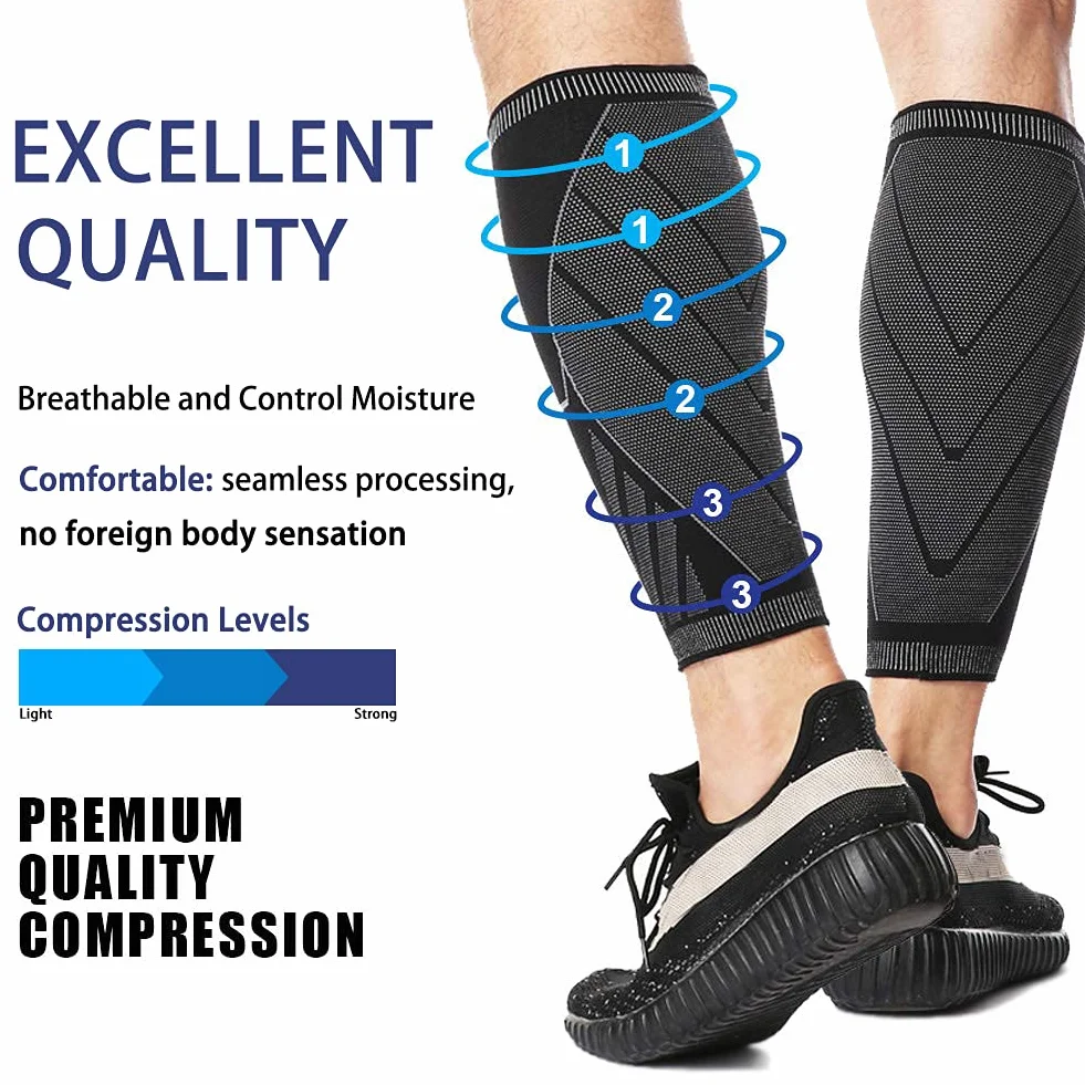 ACTFIT Bandaż na łydka, wsparcie kompresyjne, regulowane skarpety bez stóp do sportu, biegania, jazdy na rowerze, crossfitu, siłowni, tenisa (XL, jedna para)