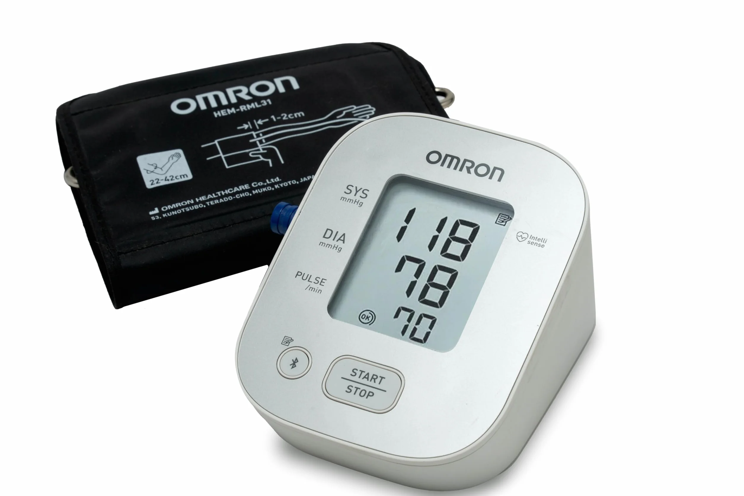 OMRON X2 Smart+ ciśnieniomierz naramienny — urządzenie do pomiaru ciśnienia krwi do użytku domowego wyposażone w funkcję Bluetooth i kompatybilne z aplikacją na smartfona