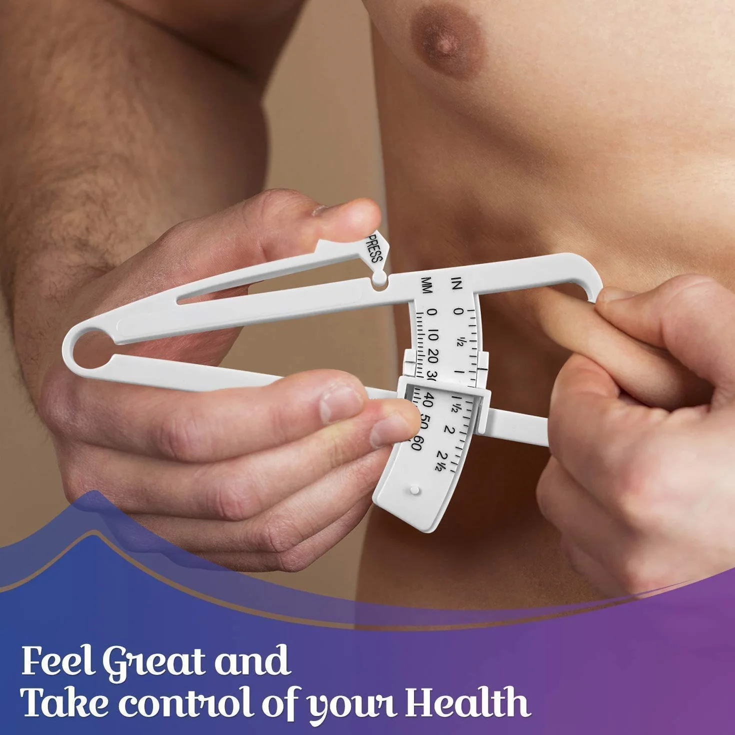 Body Tape Measure and Skinfold Caliper for Body Set - (Pack of 2) - Skin Fold Body Fat Analyzer and BMI Measurement Tool, White by MEDca
