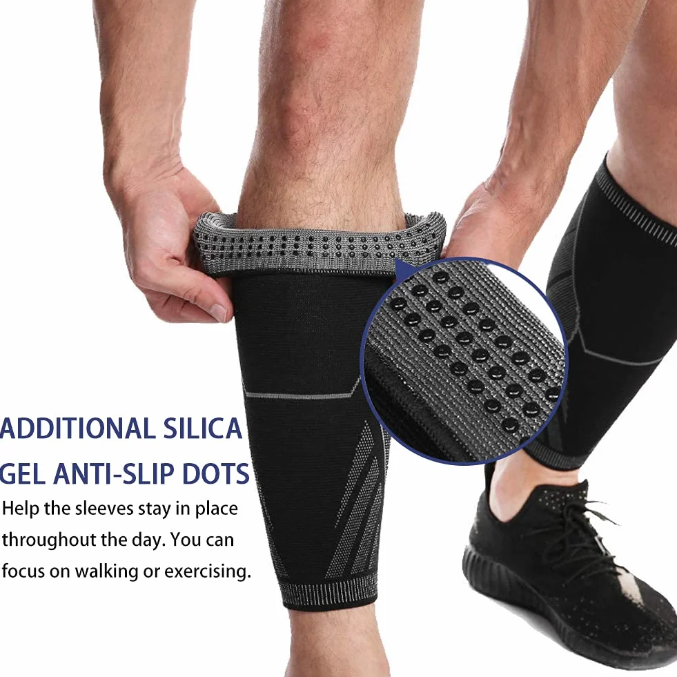 ACTFIT Bandaż na łydka, wsparcie kompresyjne, regulowane skarpety bez stóp do sportu, biegania, jazdy na rowerze, crossfitu, siłowni, tenisa (XL, jedna para)