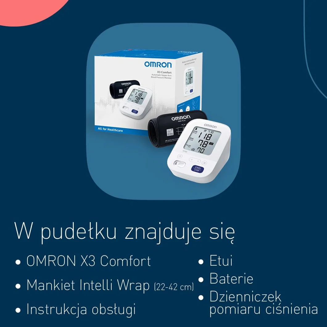 Omron X3 Comfort ciśnieniomierz – urządzenie do pomiaru ciśnienia krwi w domu – z mankietem Intelli Wrap do precyzyjnych pomiarów – "dobry" z Stiftung Warentest 09/2020