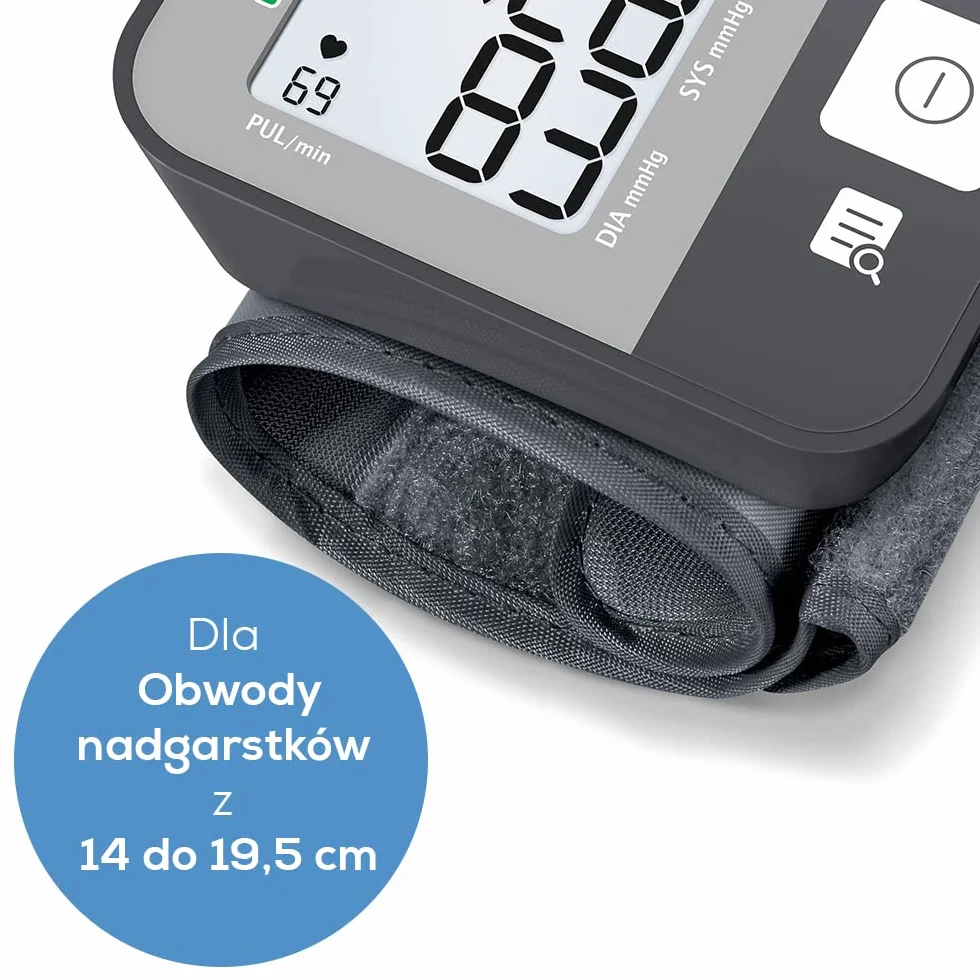 Beurer BC 27 ciśnieniomierz nadgarstkowy z funkcją wykrywania arytmii, kolorowy wskaźnik ryzyka, dla obwodów nadgarstka od 14 do 19,5 cm, wyrób medyczny, przesyłanie danych do Apple Health i innych