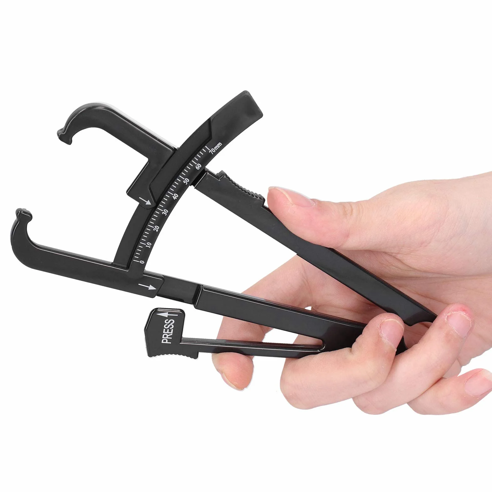Skinfold Caliper, Fat Measurement Tool Body Fat Caliper, odporność na korozję, do pomiaru tkanki tłuszczowej (czarne centymetrowe siodełko tłuszczowe)