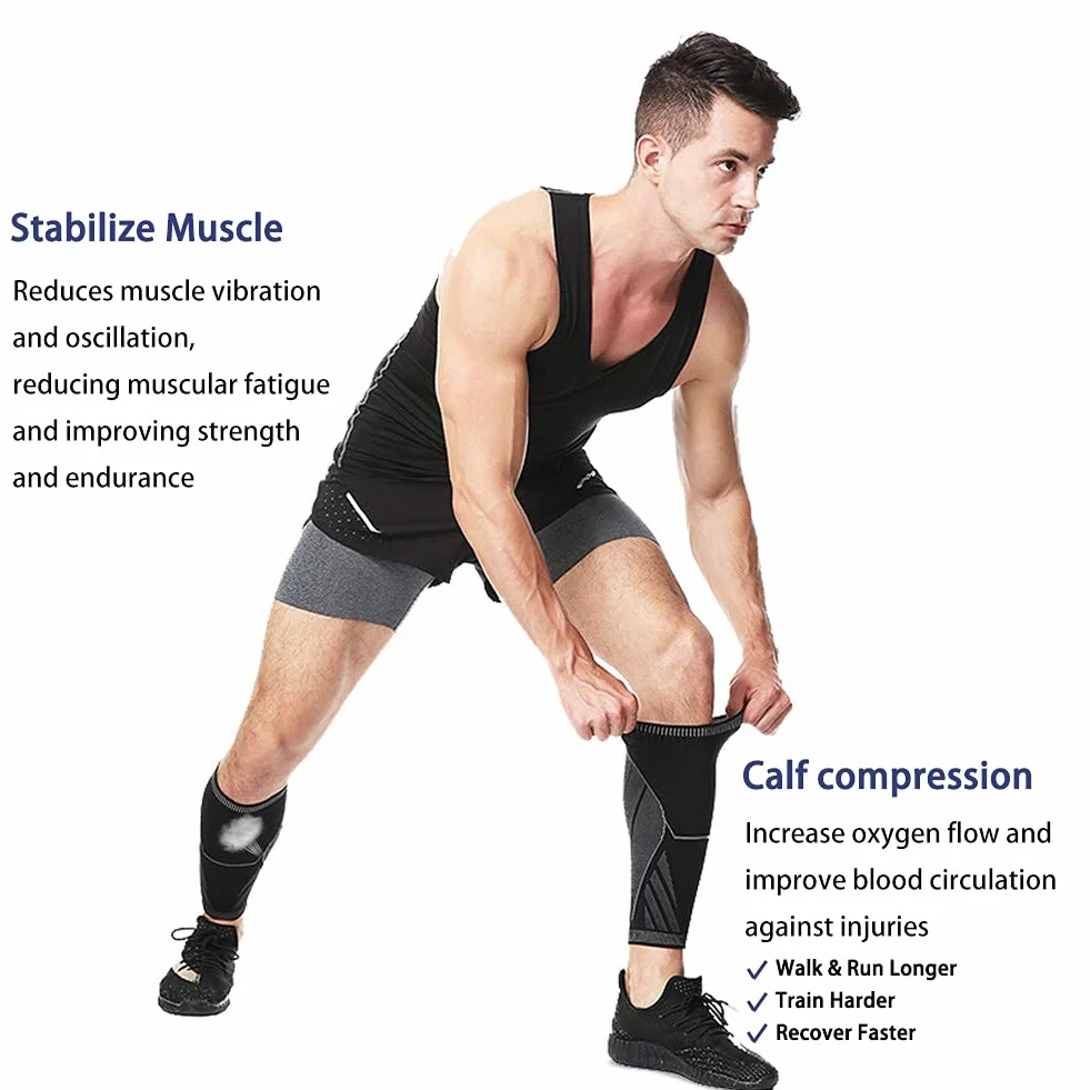 ACTFIT Bandaż na łydka, wsparcie kompresyjne, regulowane skarpety bez stóp do sportu, biegania, jazdy na rowerze, crossfitu, siłowni, tenisa (XL, jedna para)
