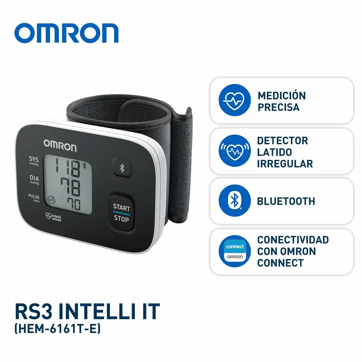 OMRON RS3 Intelli IT ciśnieniomierz na nadgarstek do użytku domowego lub w podróży - sprawdzony klinicznie ciśnieniomierz na nadgarstek z bezpłatną aplikacją na smartfony - monitor BP na nadgarstek z mankietem BP i 30 odczytami