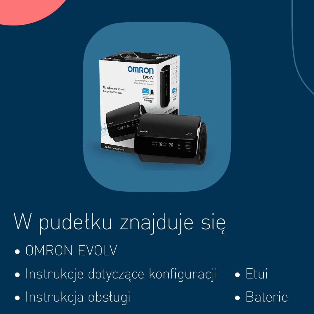 OMRON EVOLV Smart - Bezprzewodowy ciśnieniomierz naramienny z funkcją Bluetooth i bezpłatną aplikacją dla systemów iOS i Android - teraz 6 miesięcy OMRON Connect Premium za darmo