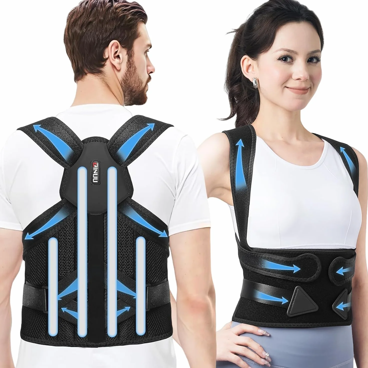 Pas do korekcji postawy pleców, korektor postawy dla kobiet i mężczyzn, korektor postawy pleców, Back Posture Corrector, regulowany trener postawy – podparcie pleców (99-118 cm)