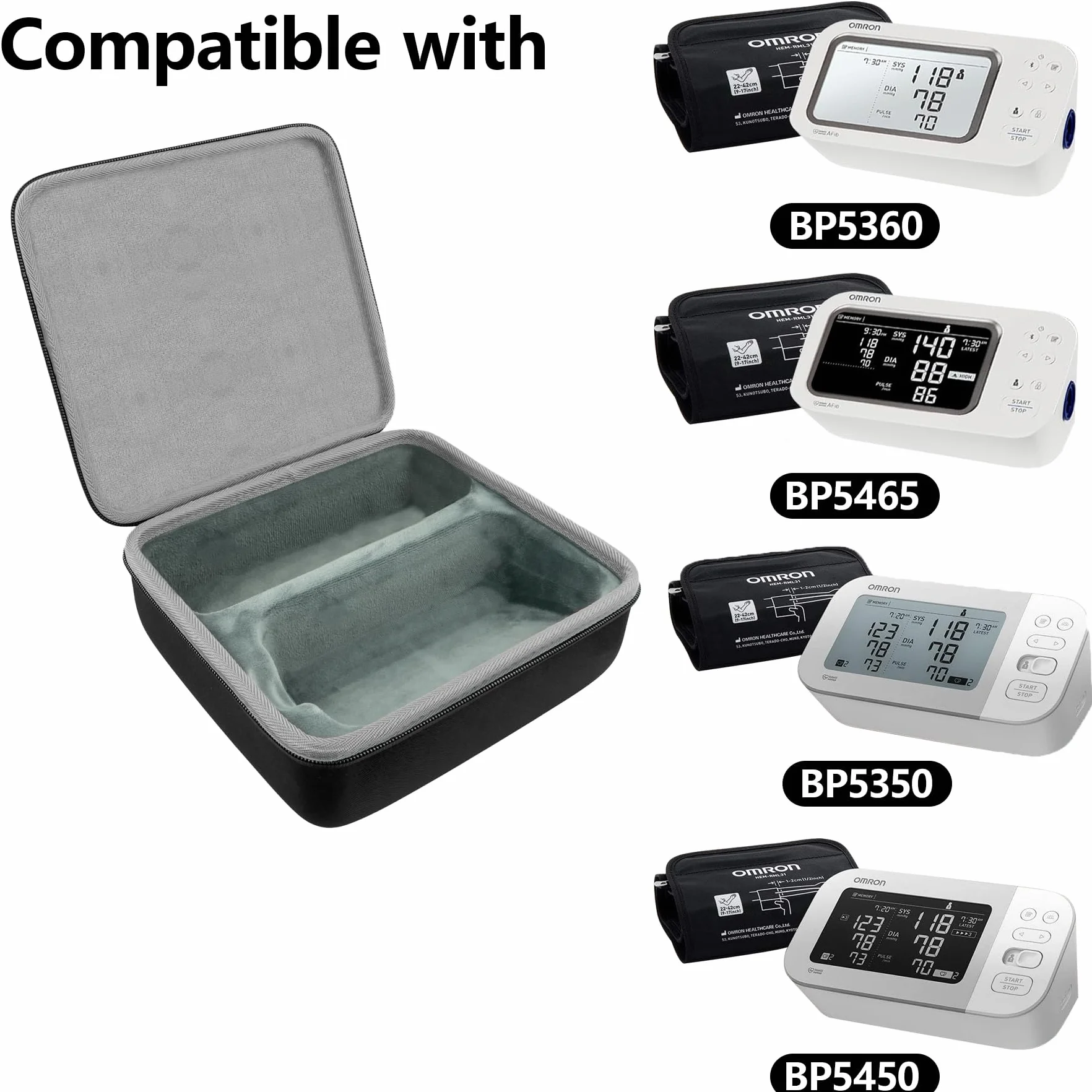 co2CREA Twarda torba do przechowywania etui podróżne do Omron X7 Smart/OMRON serii 10 BP7450 BP5350 BP5450 /M7 Intelli IT/M6 Comfort Home ciśnieniomierz ciśnienie krwi maszyna, Czarny, for Omron X7,