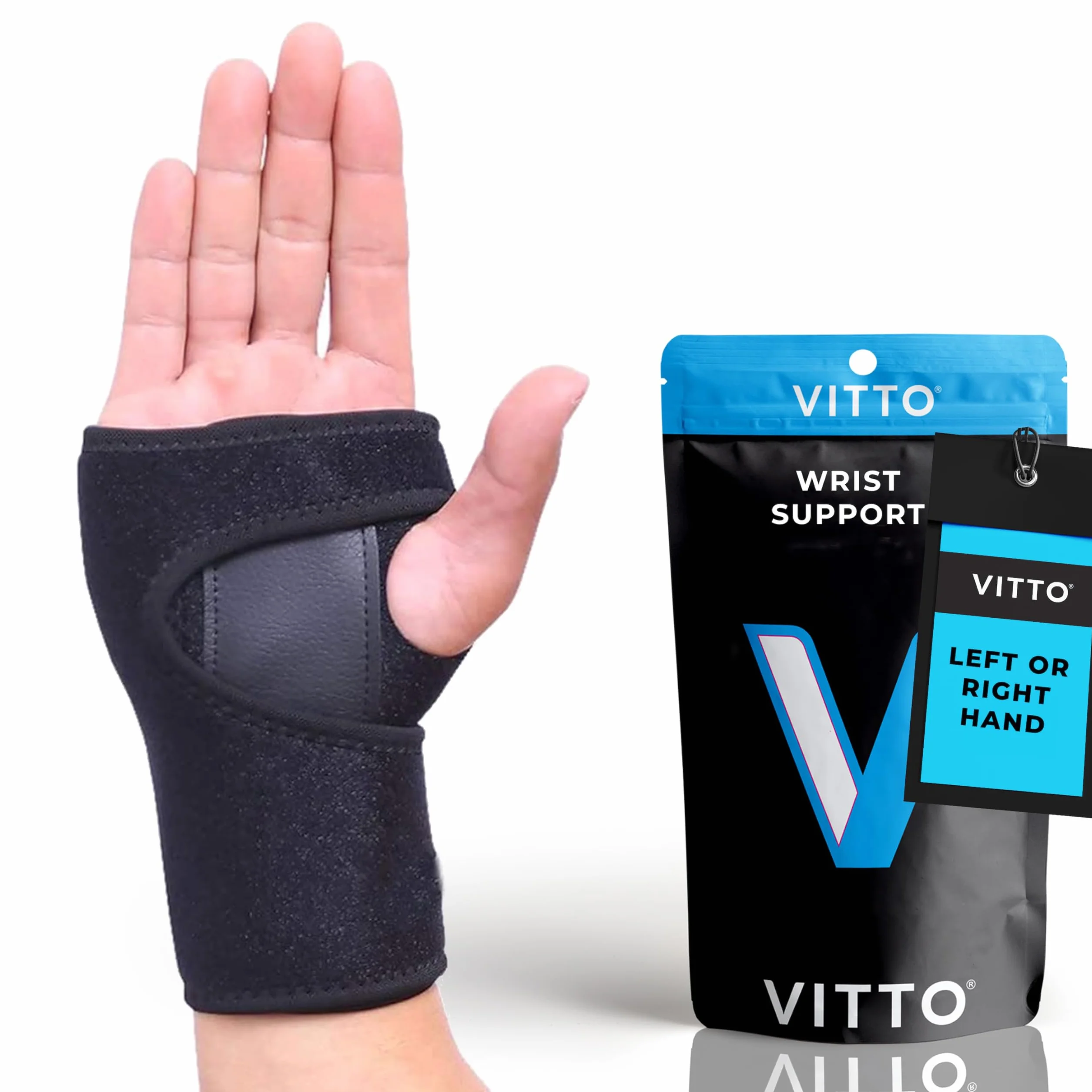 VITTO Wsparcie nadgarstka – zapalenie stawów, RSI, skręcenie, złamanie, szyna nadgarstka z regulowanymi paskami na nadgarstek, zdejmowana metalowa płytka, wsparcie nadgarstka unisex do codziennego