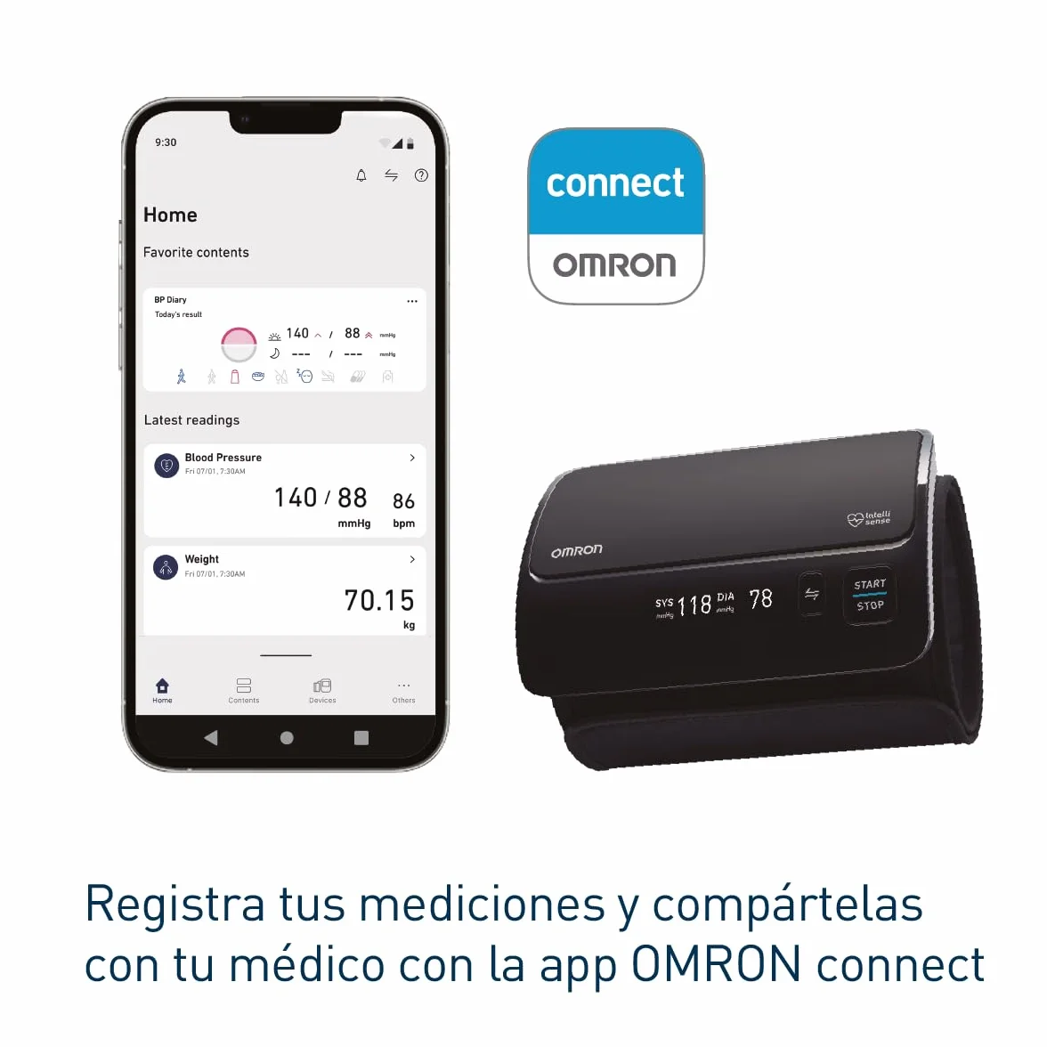 OMRON EVOLV Smart - Bezprzewodowy ciśnieniomierz naramienny z funkcją Bluetooth i bezpłatną aplikacją dla systemów iOS i Android