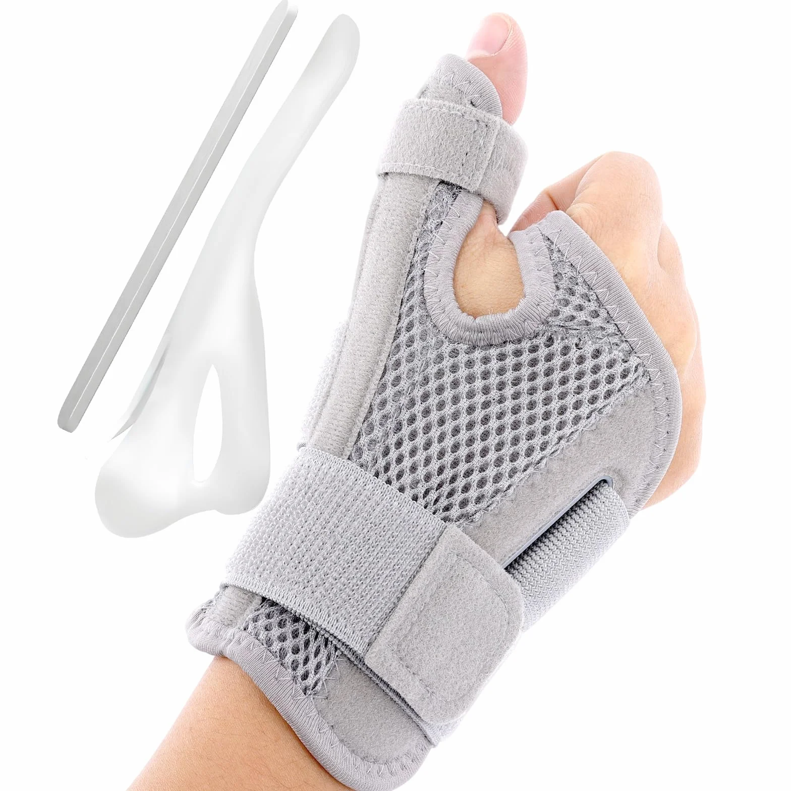 Bandaż na kciuk prawy i lewy, Ergonomiczna szyna na kciuk prawa i lewa, Bandaż stawu podstawy kciuka z 2 szynami dla ultra mocnego wsparcia, Bandaż kciuka dla kobiet i mężczyzn
