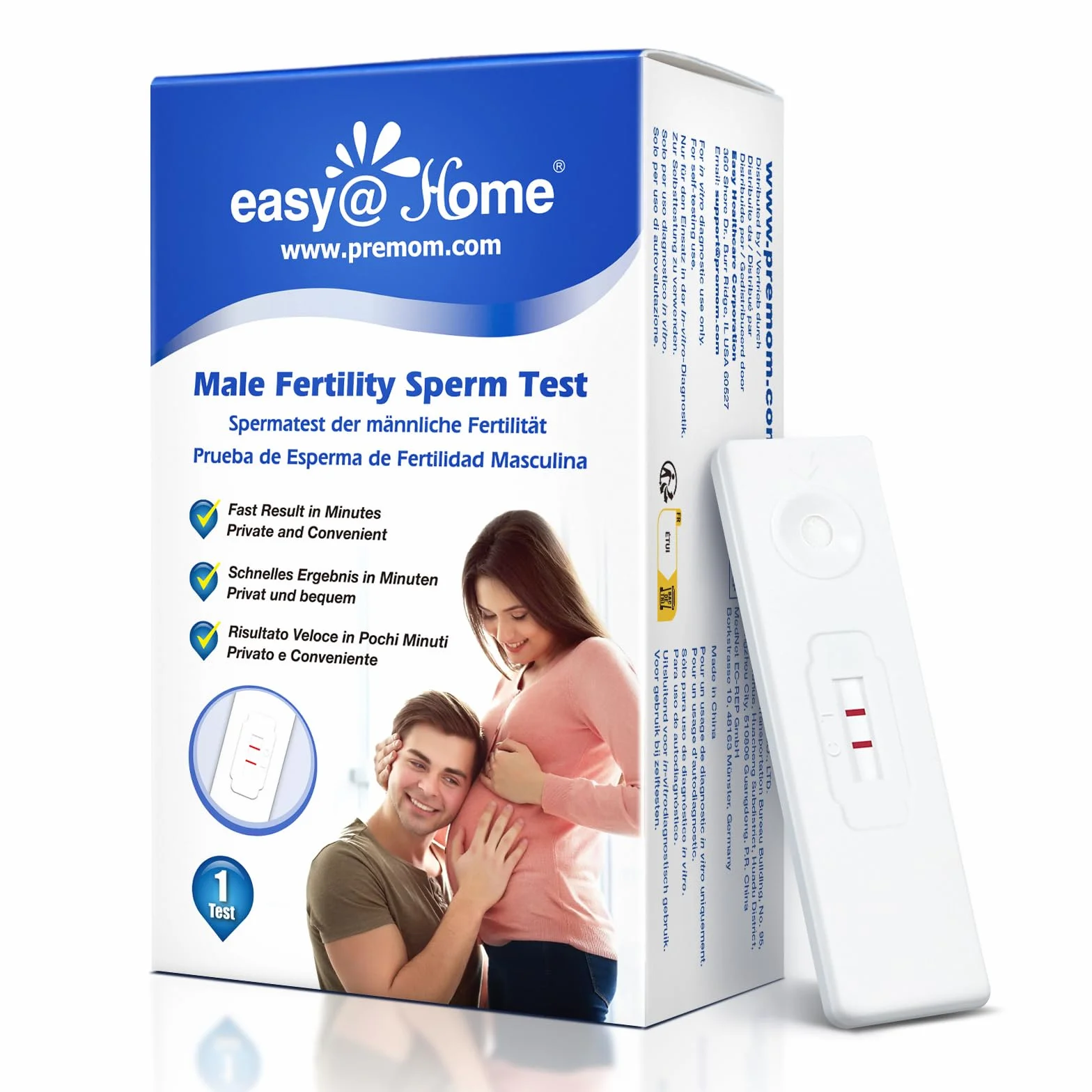 Easy@Home Test płodności męskiej: test nasienia Analiza jakości nasienia wskazuje prawidłową lub niską liczbę plemników