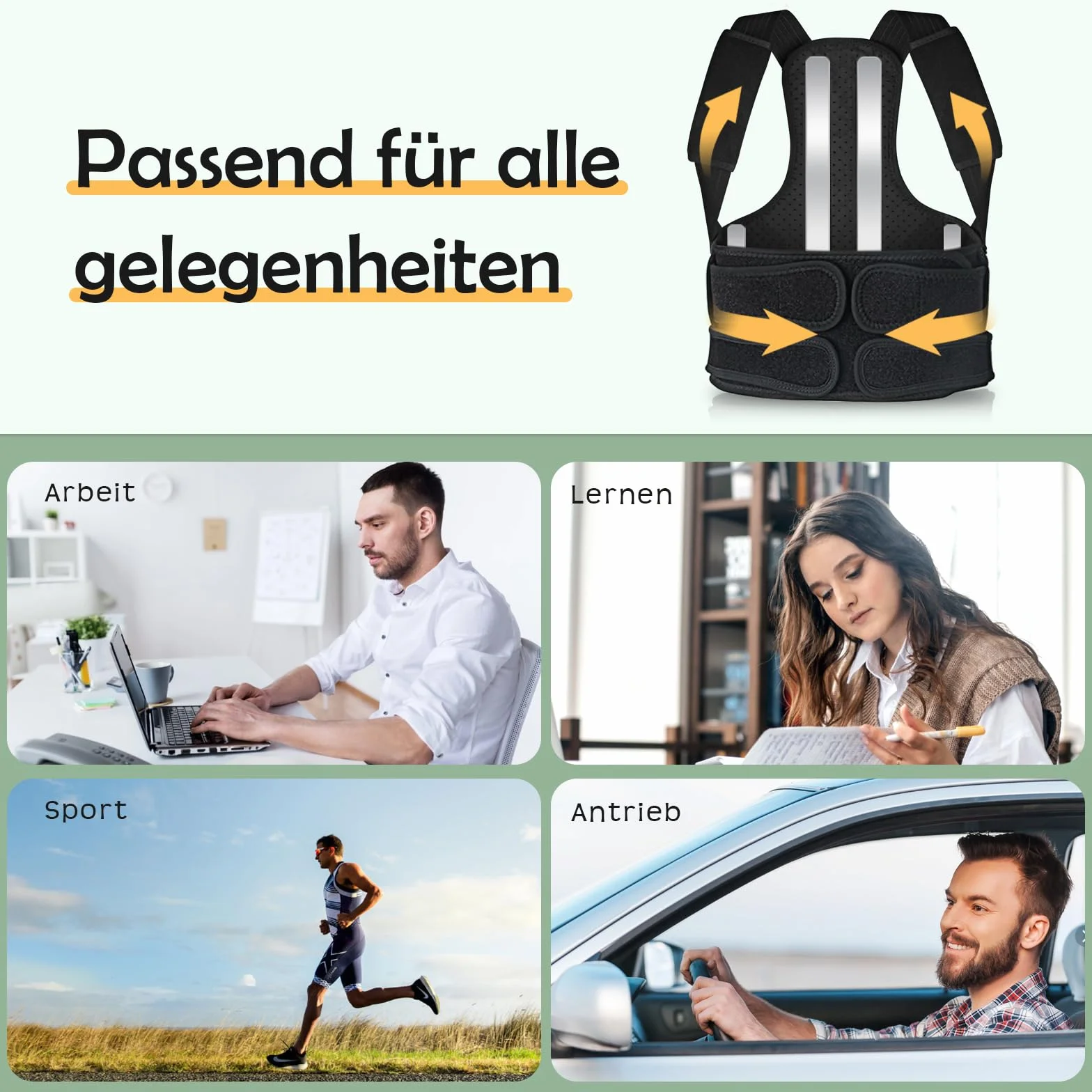 Pas podpierający plecy, korektor postawy dla kobiet: regulowany pasek korekcyjny postawy dla mężczyzn – oddychający korektor postawy pleców – regulowany, prosty trener postawy, czarny