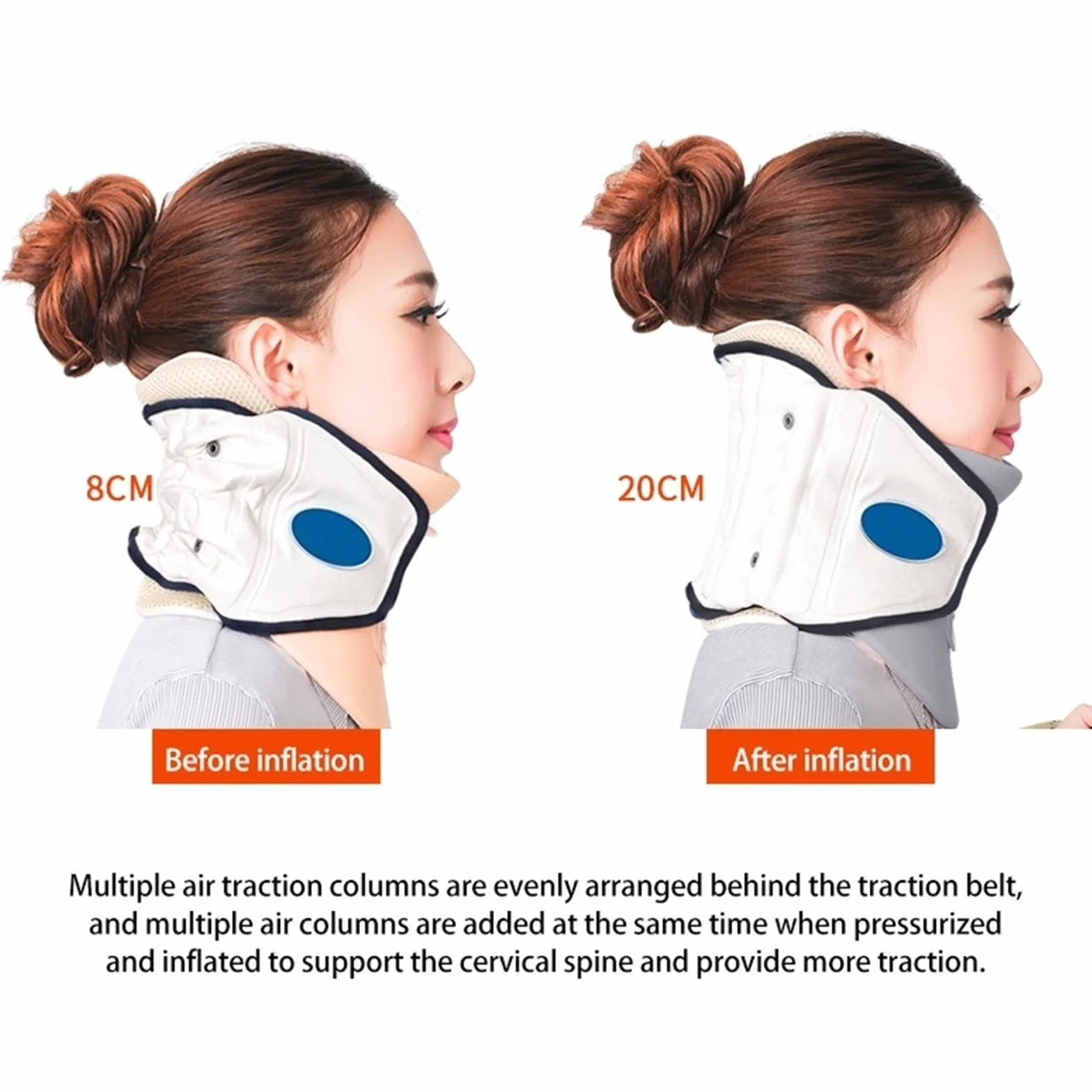 Cervical Traction Collar Pneumatyczny kołnierz trakcyjny na szyję Ulga w bólu szyi i ramion Napięcie Naprężenie Uciśnięte nerwy Poprawia ustawienie kręgosłupa i postawę (Color : BIAŁY)