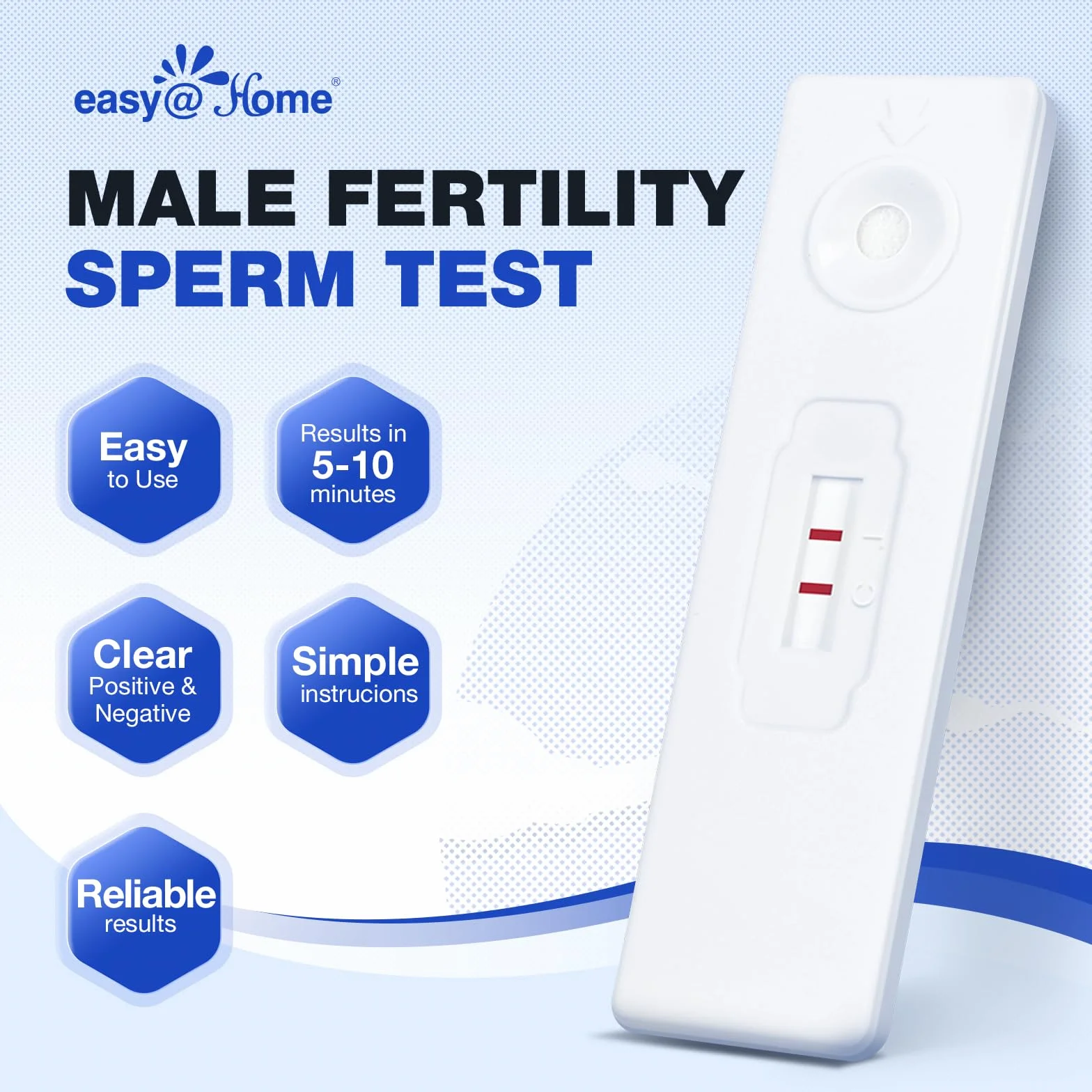 Easy@Home Test płodności męskiej: test nasienia Analiza jakości nasienia wskazuje prawidłową lub niską liczbę plemników